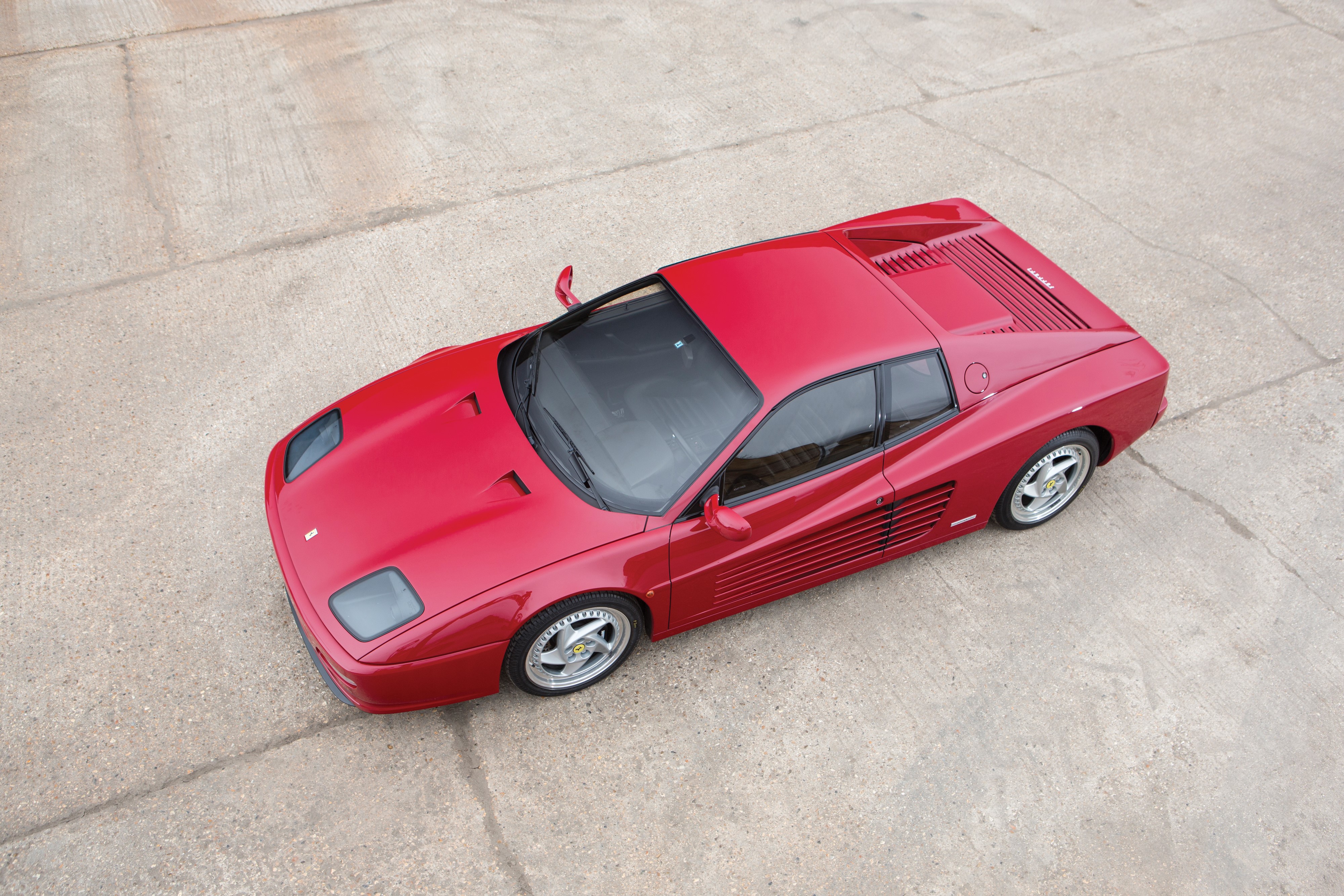 Red Ferrari F512 M from above HD Wallpaper