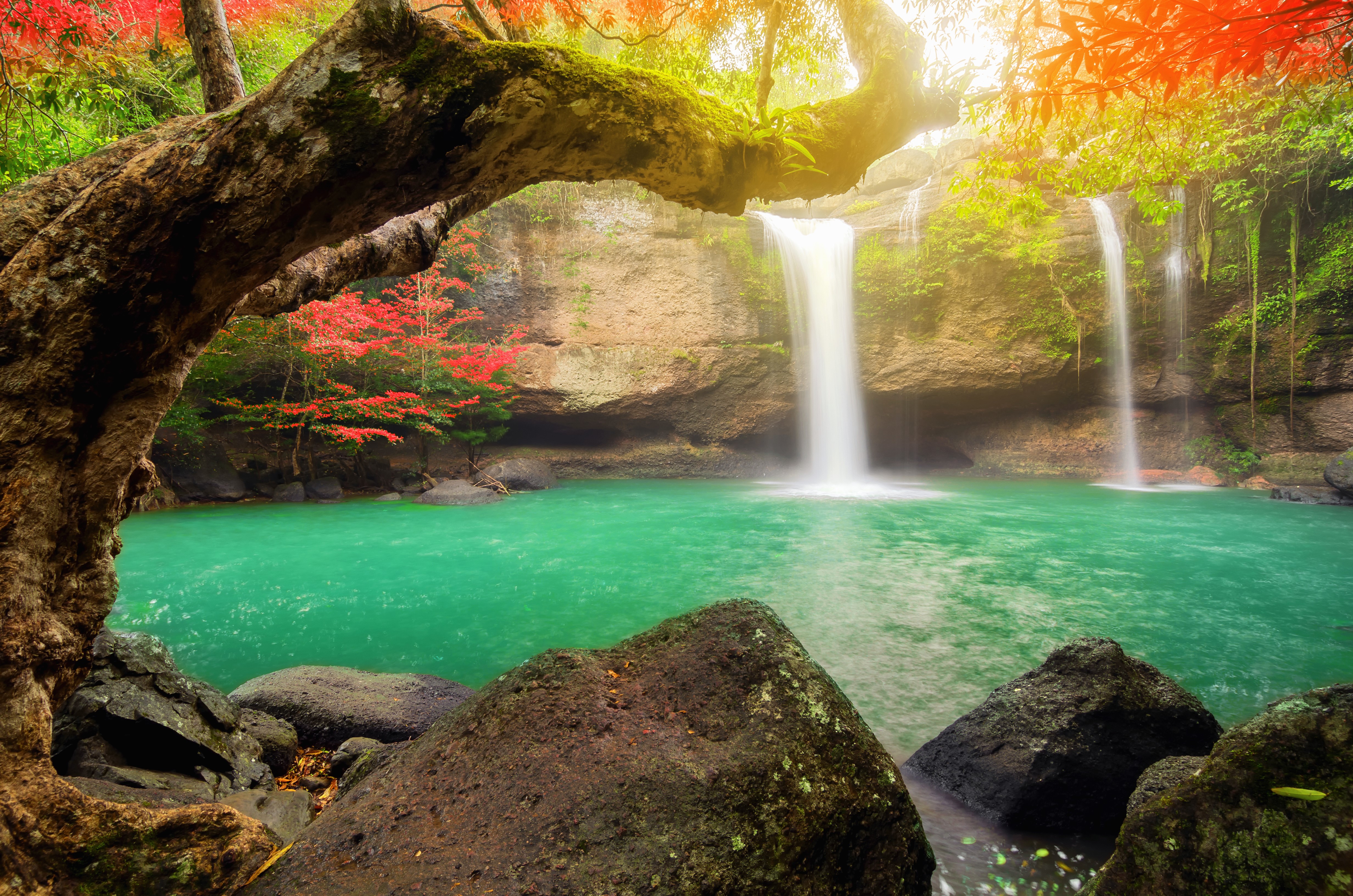 Heo Suwat Waterfall in Khao Yai National Park, Thailand HD Wallpaper