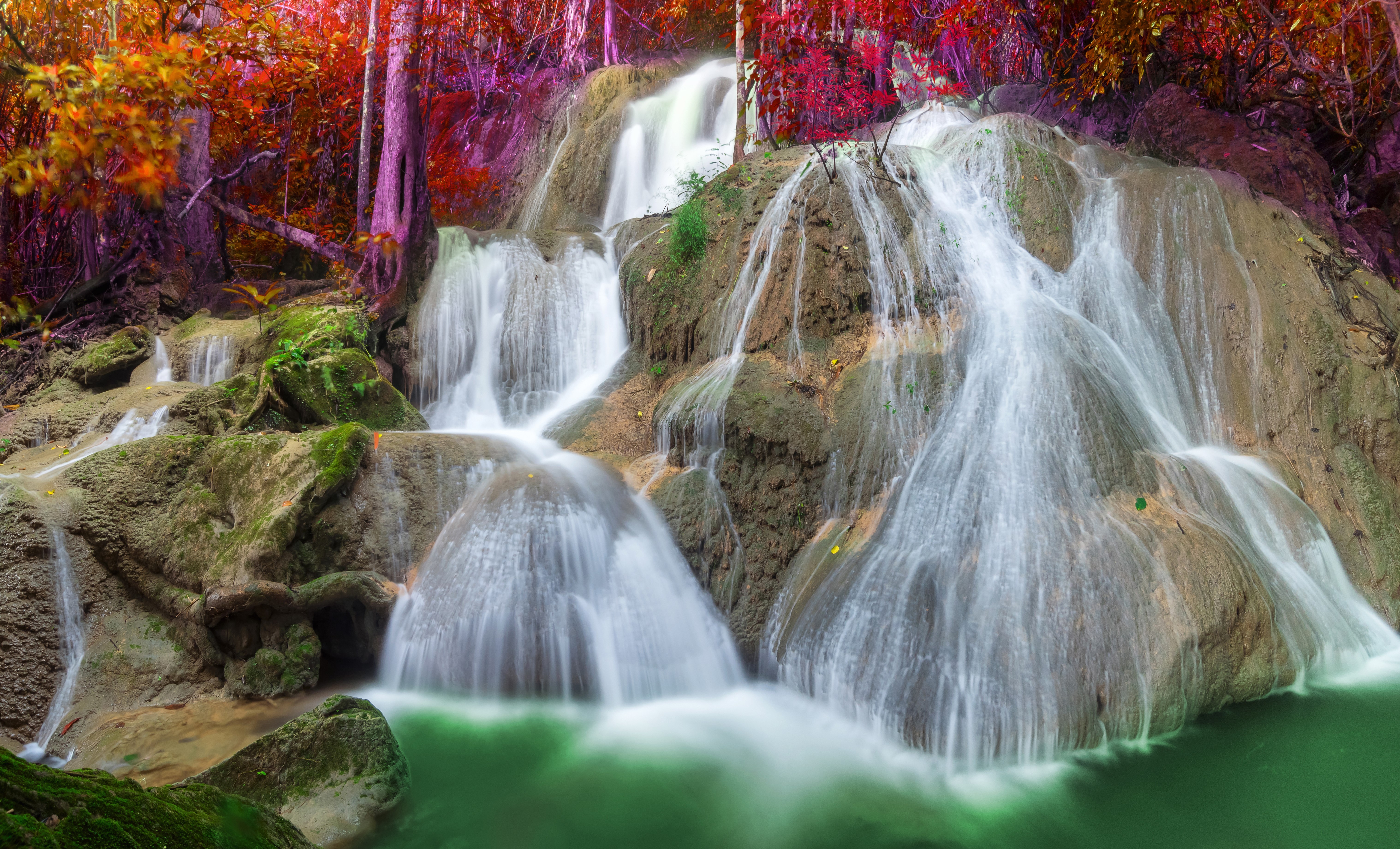 Pha Tad Waterfall in Thailand HD Wallpaper