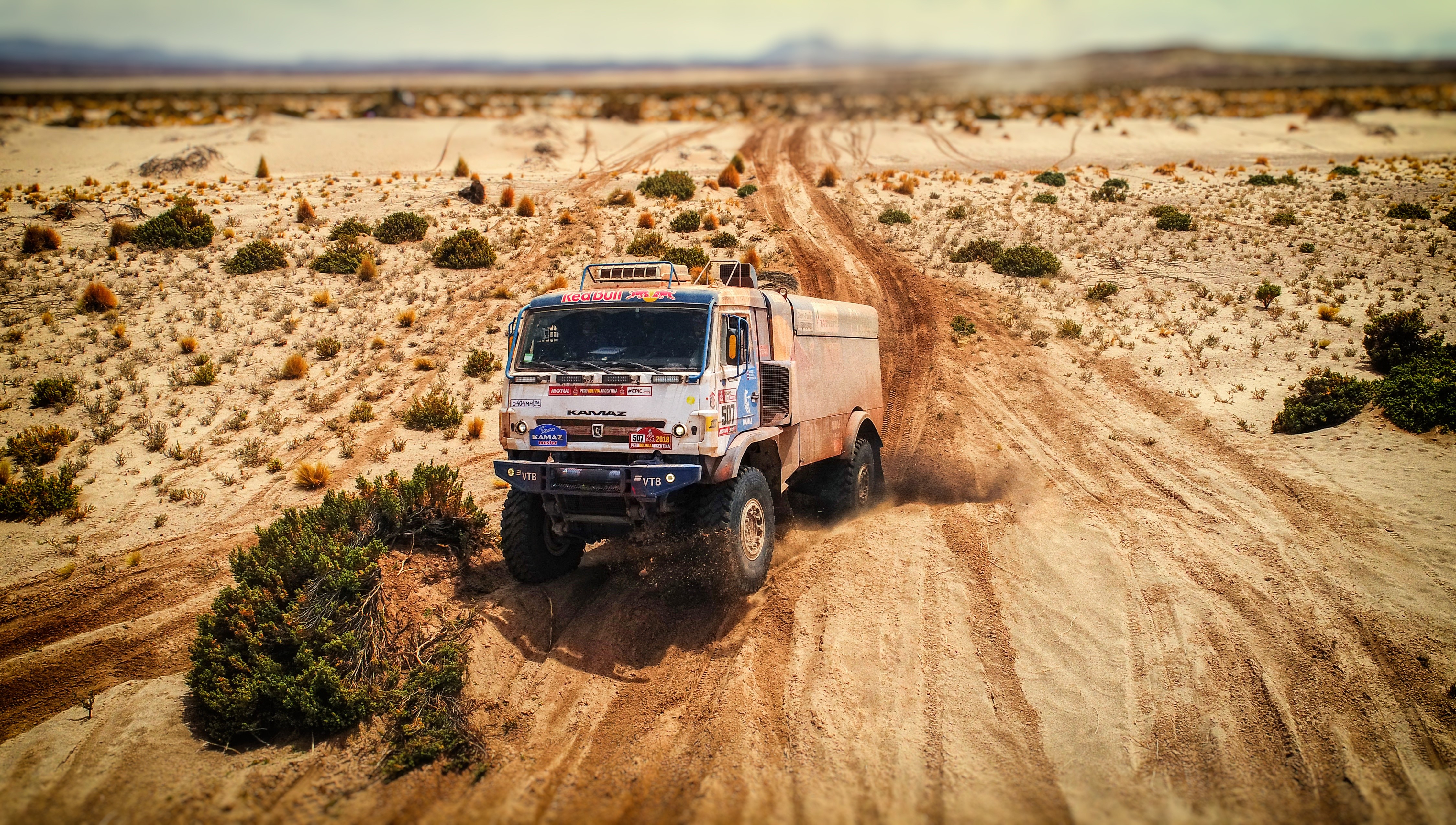 KAMAZ 507 truck in a desert rally HD Wallpaper