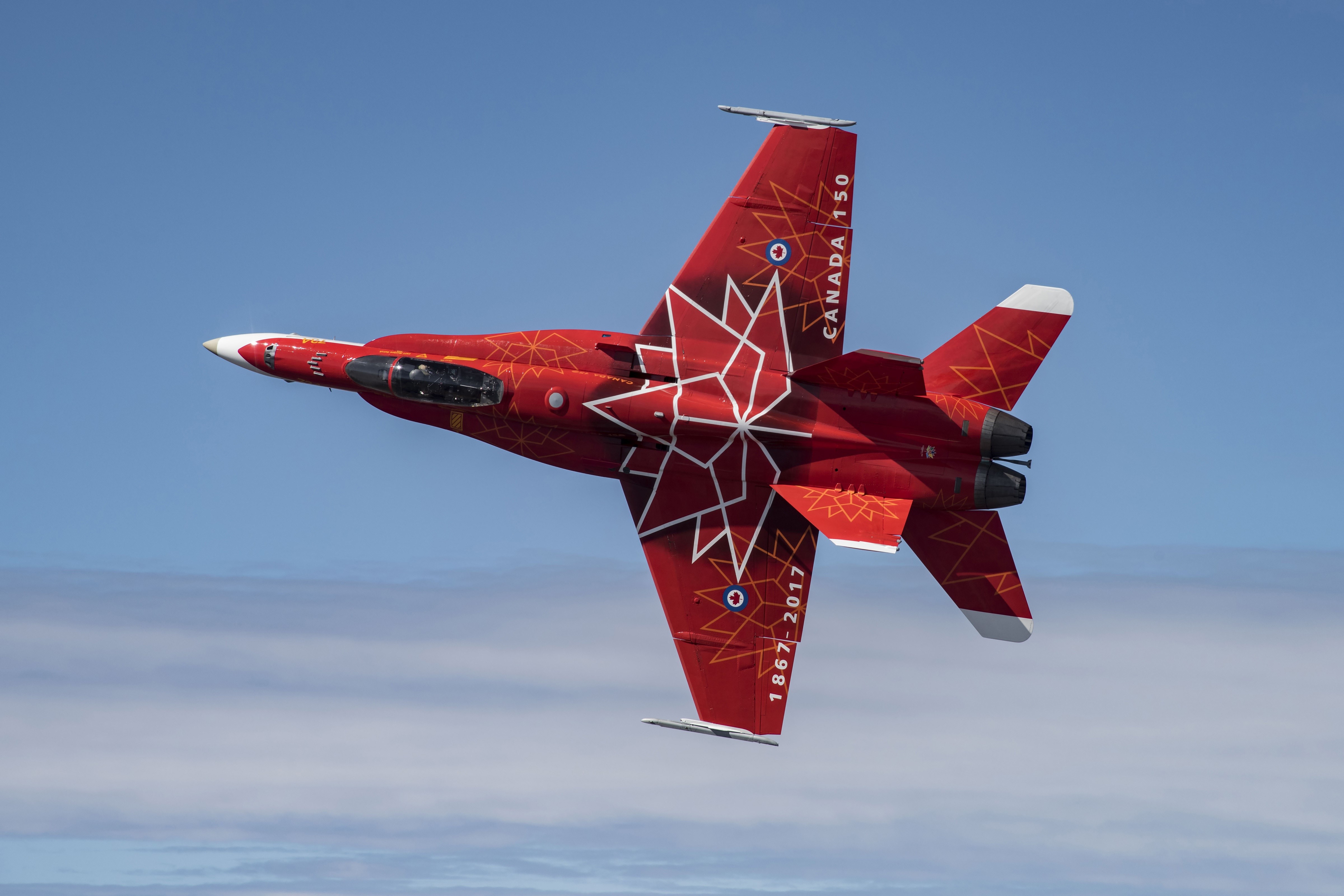 CF-18 Fighter Airplane with Canada 150 Design HD Wallpaper