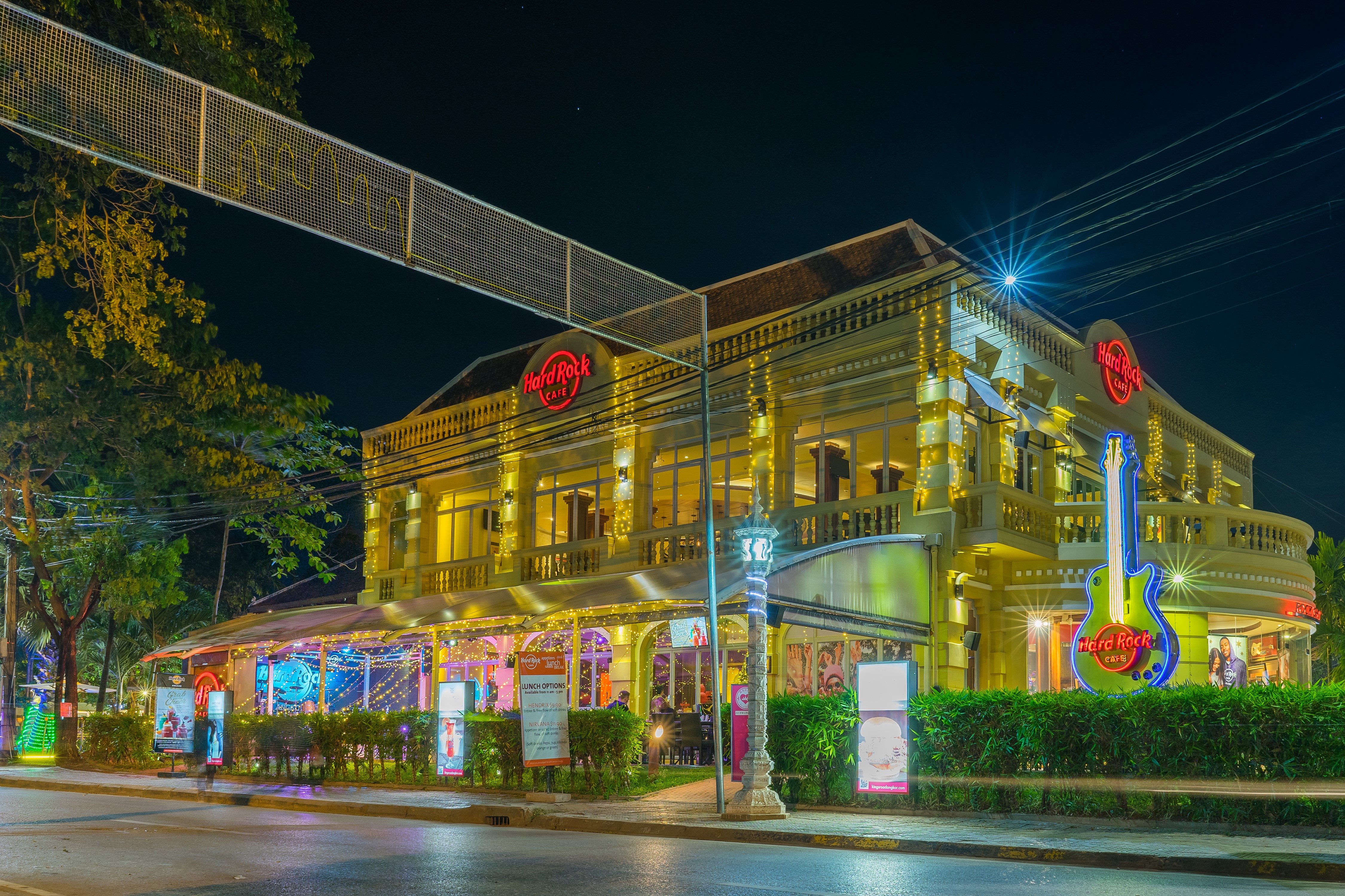 Hard Rock Cafe Cambodia at Night HD Wallpaper