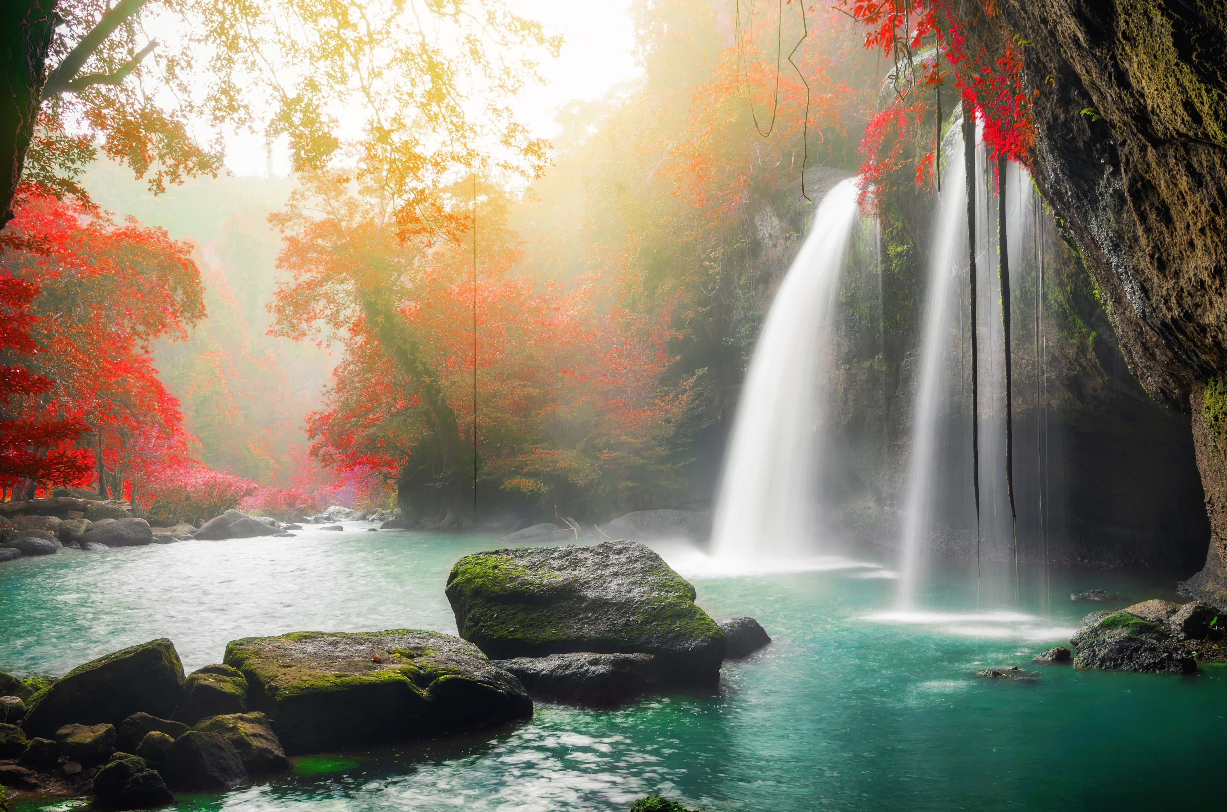 4K Heo Suwat Waterfall Khao Yai National Park Thailand HD Wallpaper