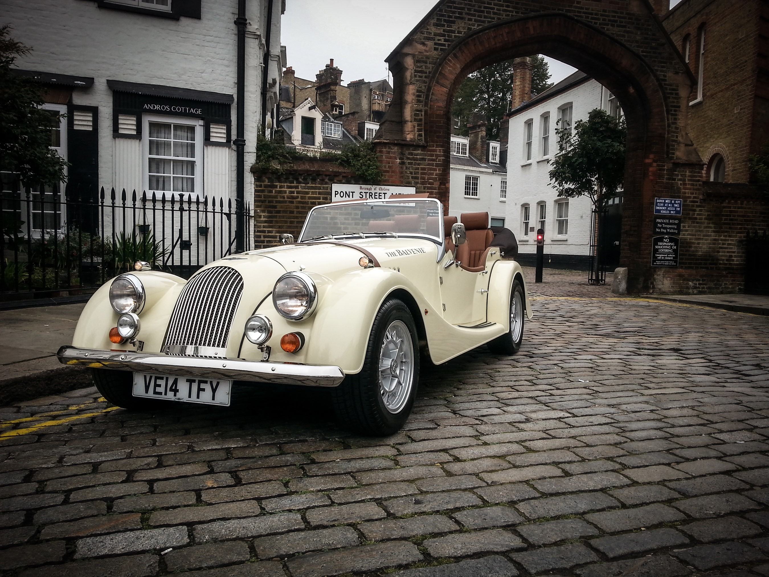 2015 Balvenie Morgan Cabriolet on Cobblestone Street HD Wallpaper