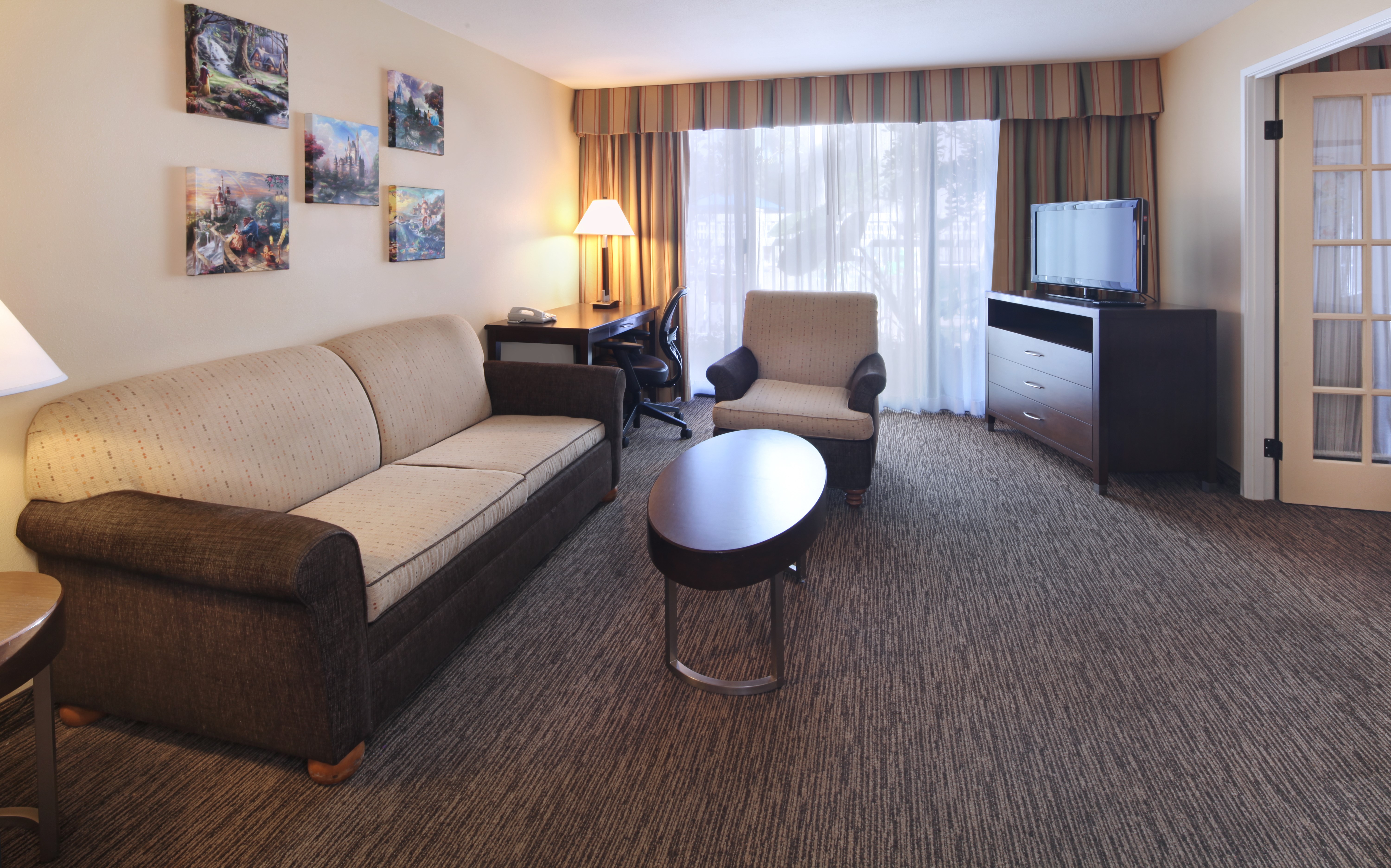 Living room with sofa and armchair HD Wallpaper