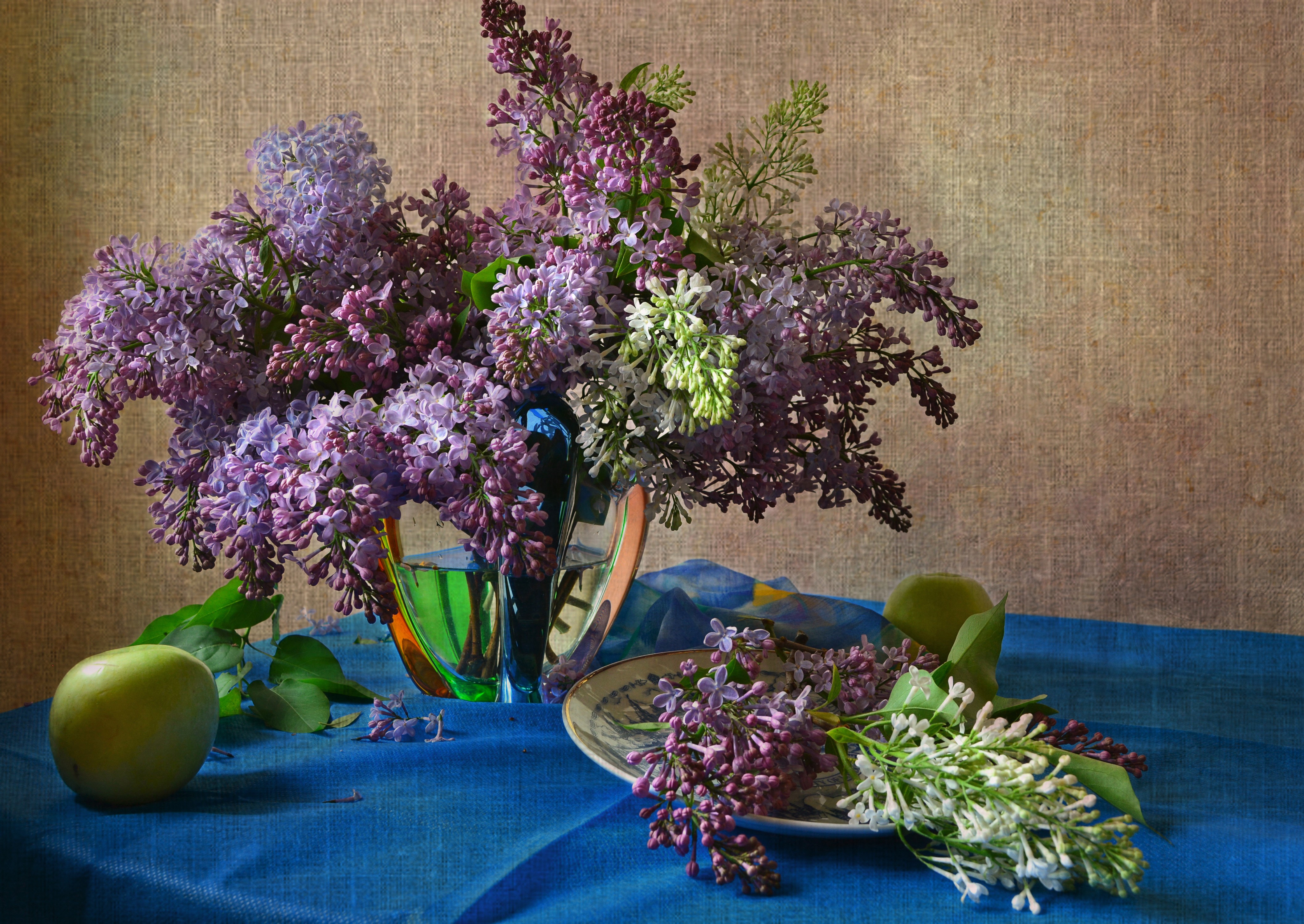Still-life with Lilac and Apples HD Wallpaper