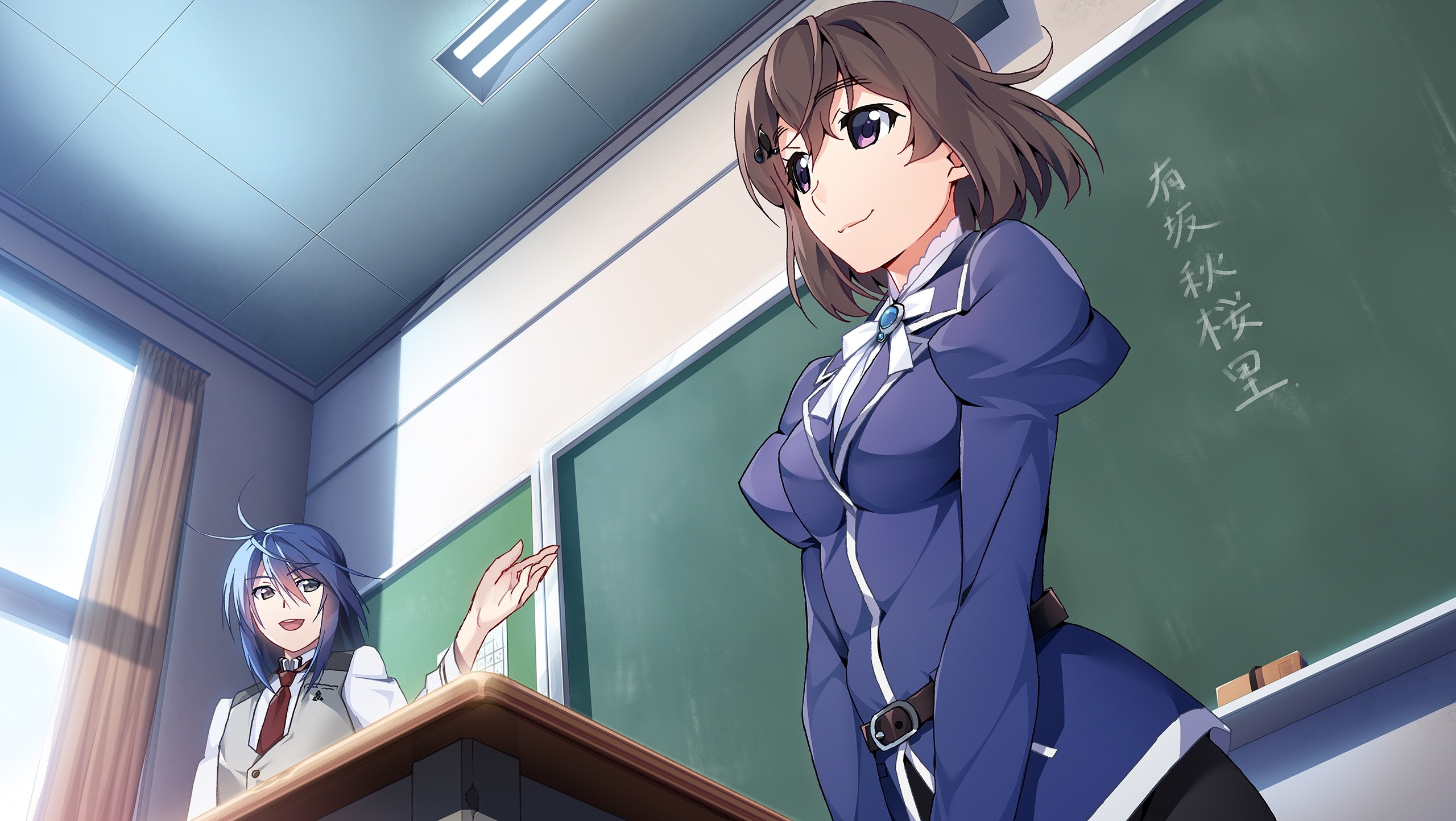 Characters from Grisaia: Phantom Trigger in a classroom HD Wallpaper