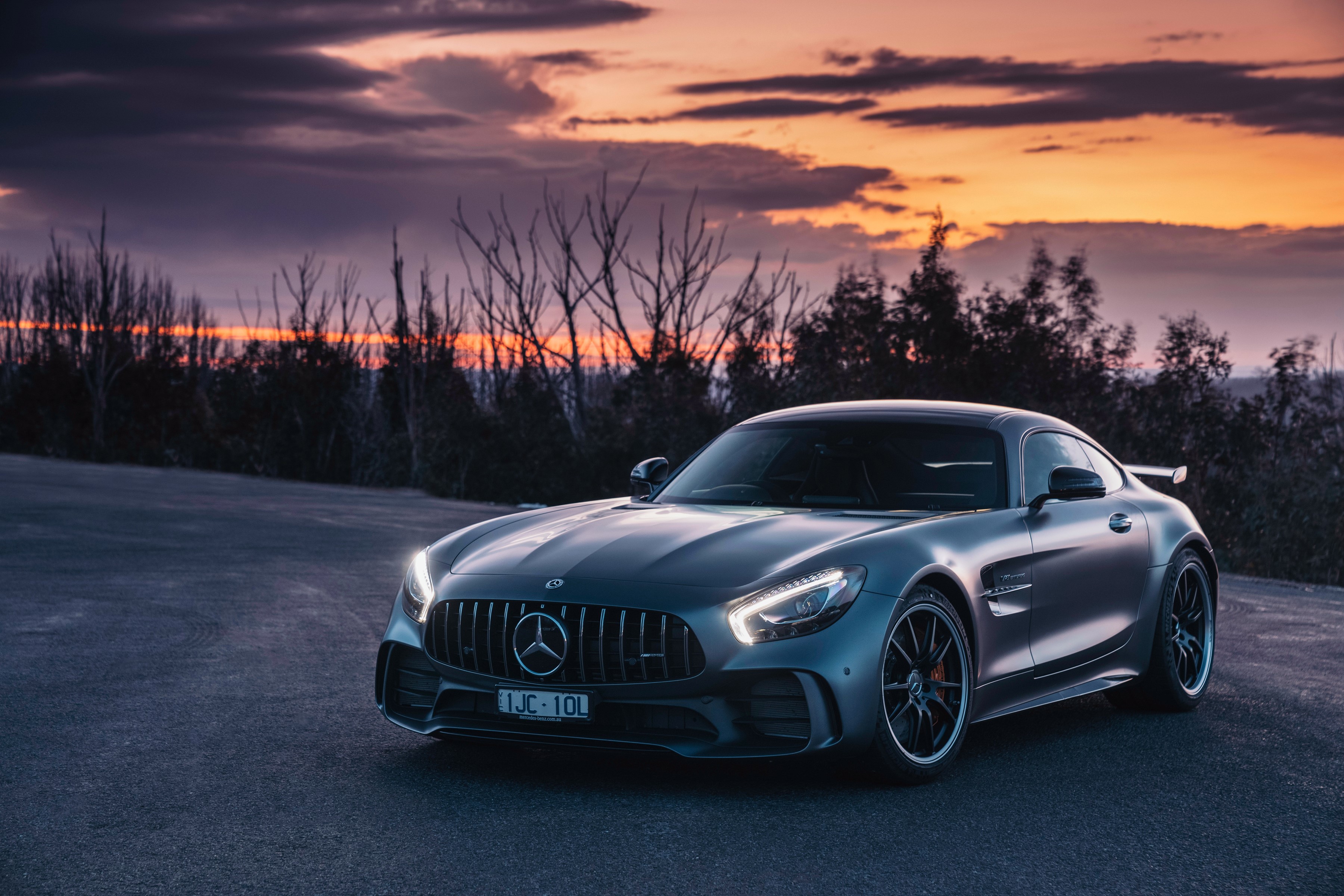 Mercedes-Benz AMG GT R at sunset HD Wallpaper