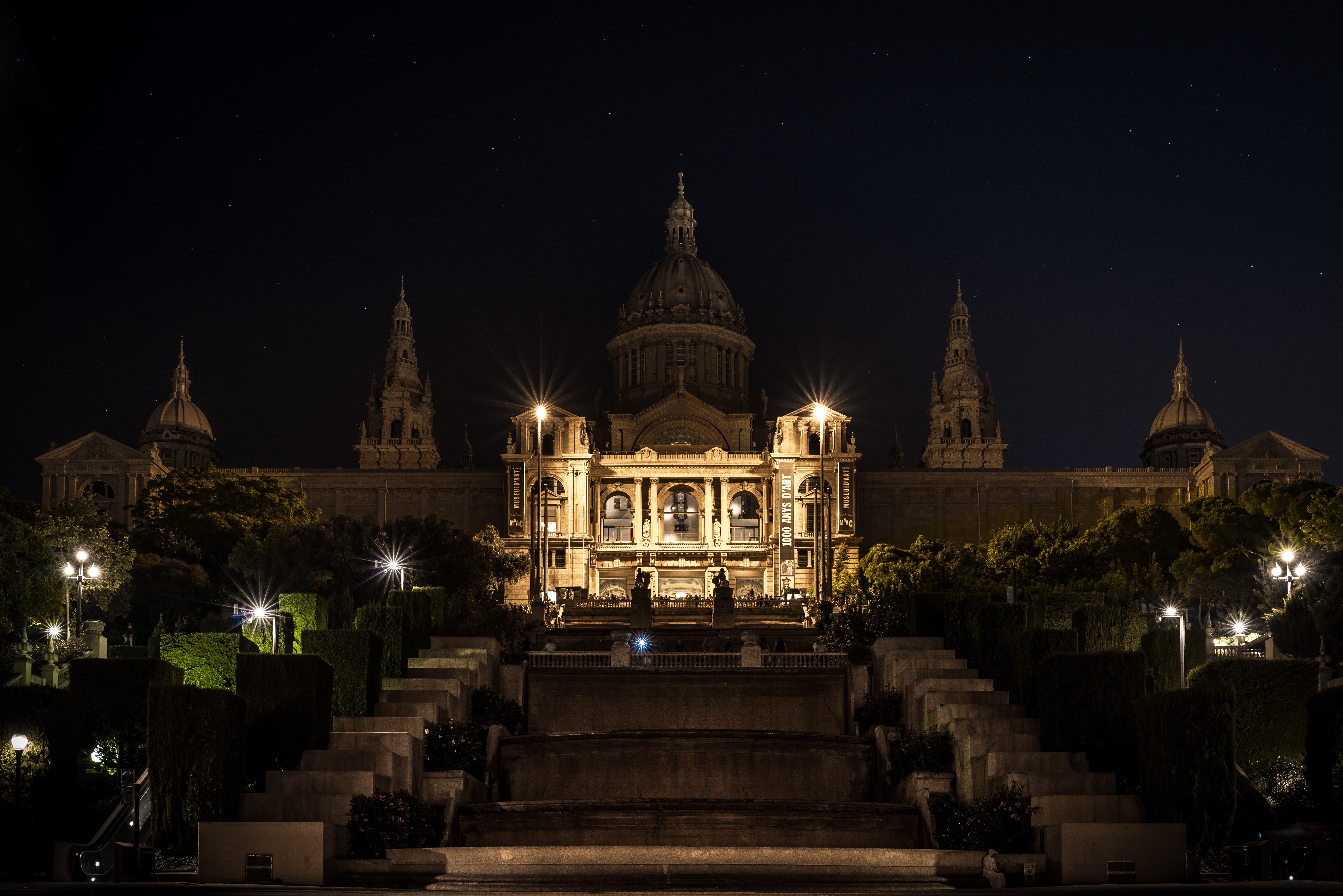 Palau Nacional at Night in Barcelona, Spain HD Wallpaper