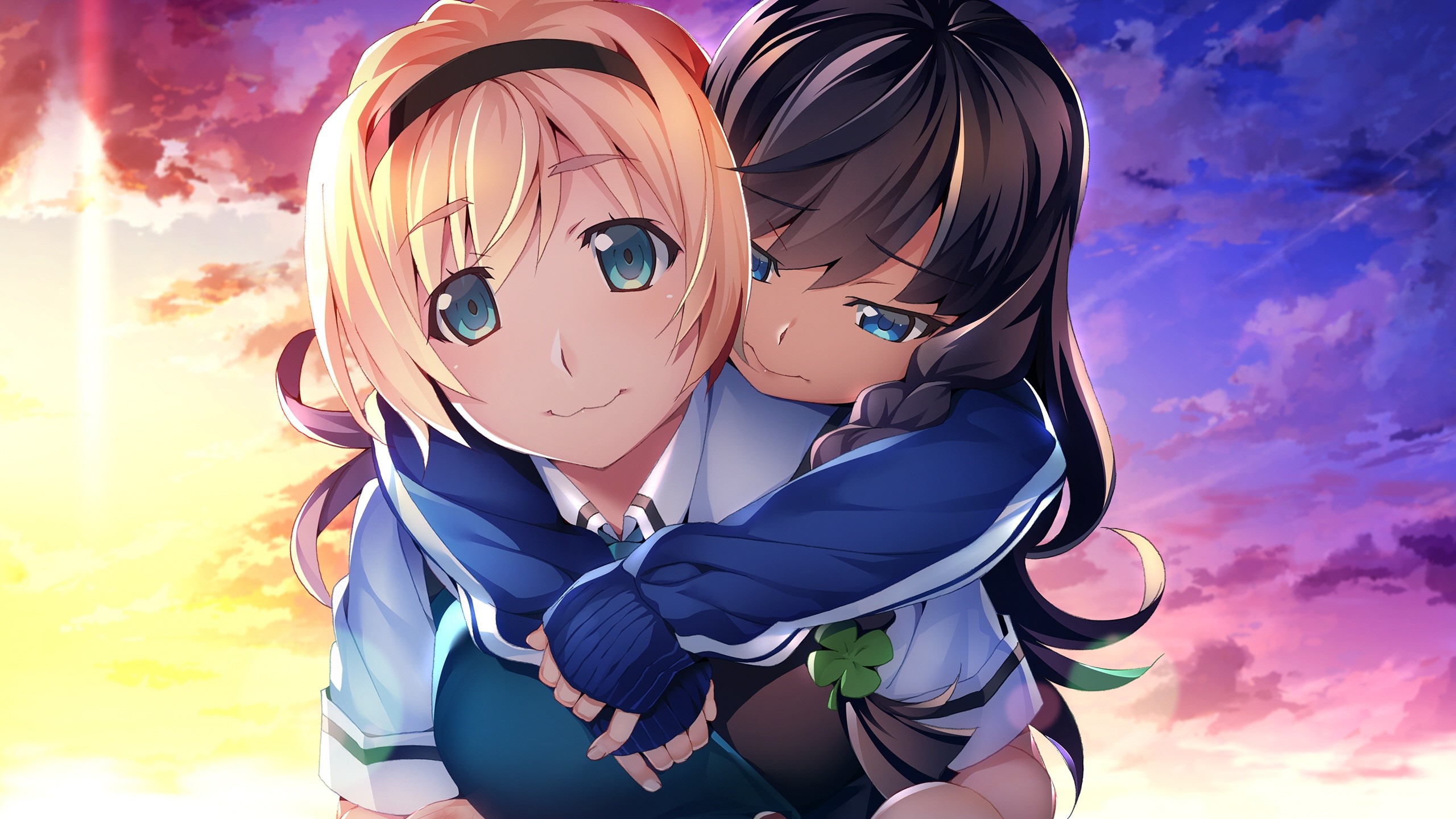 Grisaia: Phantom Trigger Two girls hugging HD Wallpaper