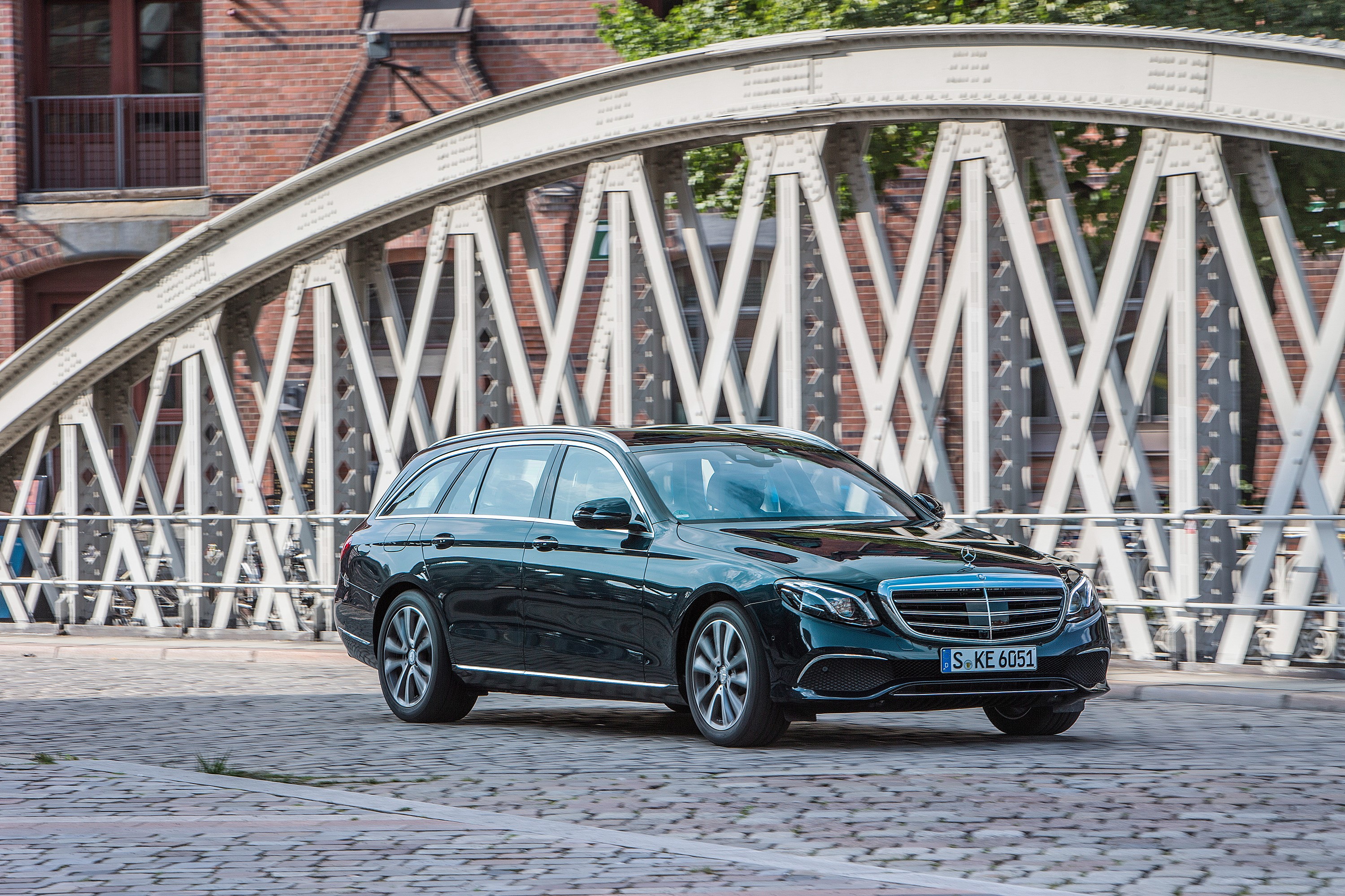 Mercedes-Benz E 250 Exclusive Line Estate on a bridge HD Wallpaper