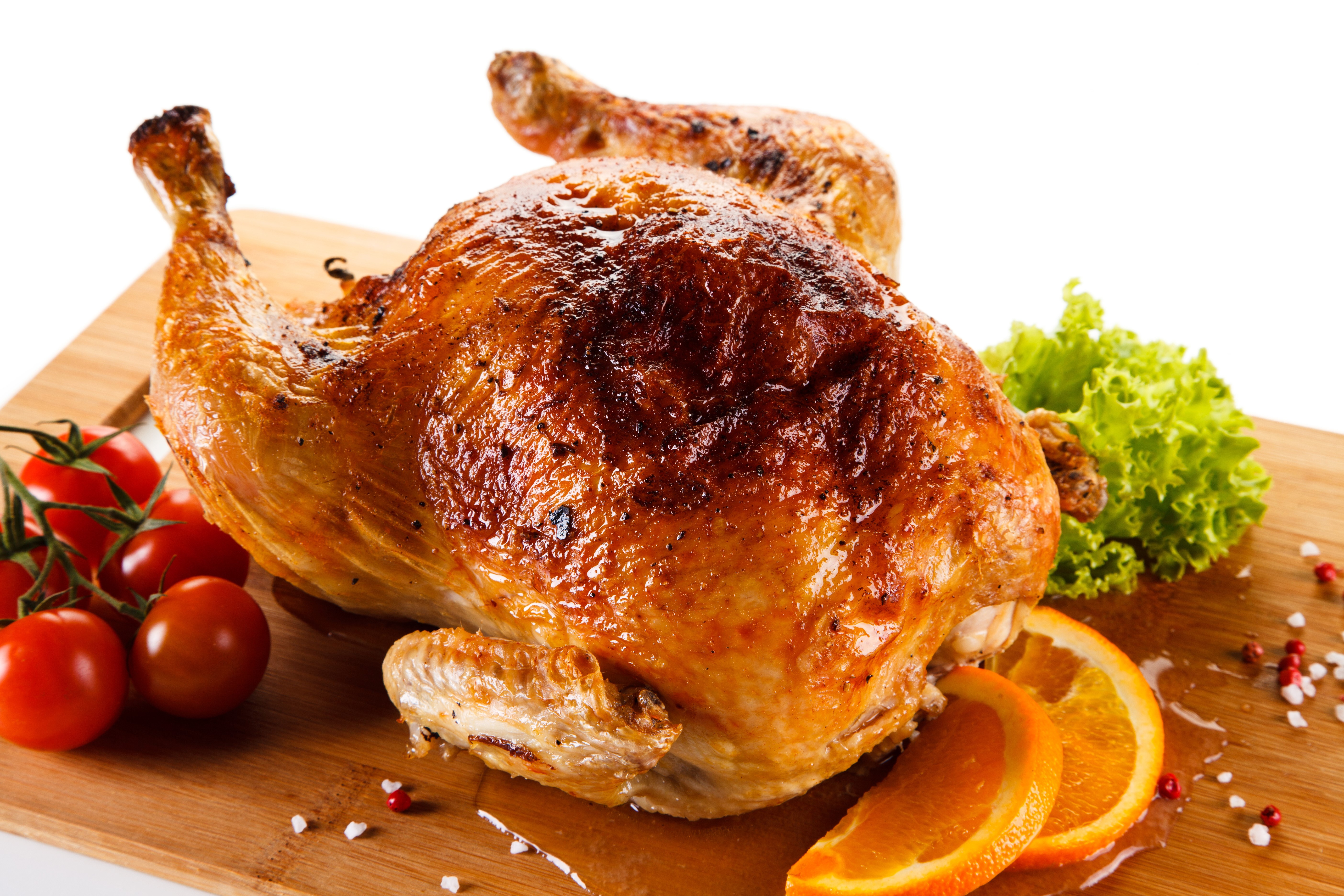Delicious Roast Chicken with Fresh Tomatoes and Citrus HD Wallpaper