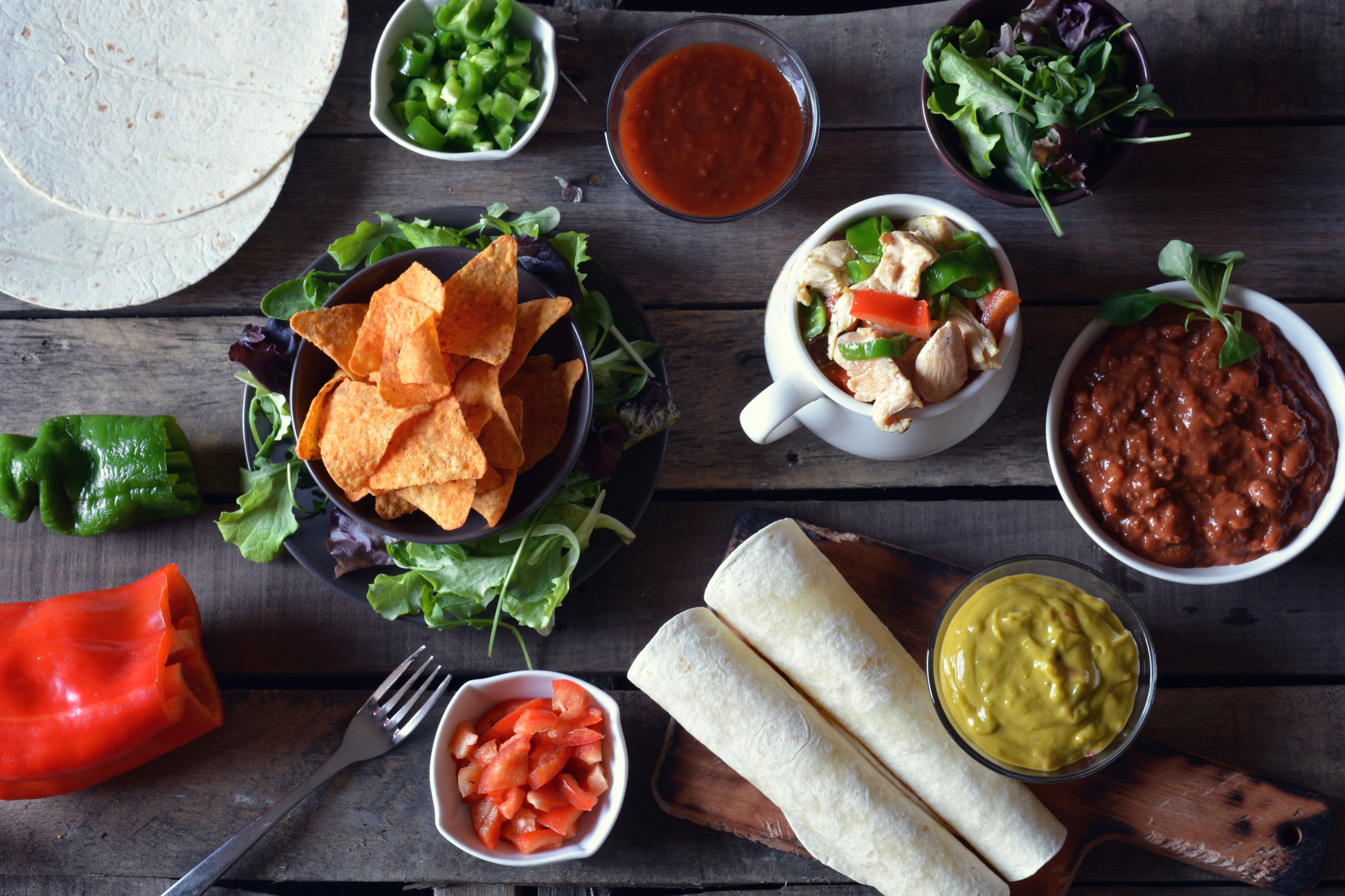 Mexican food ingredients on wooden table HD Wallpaper