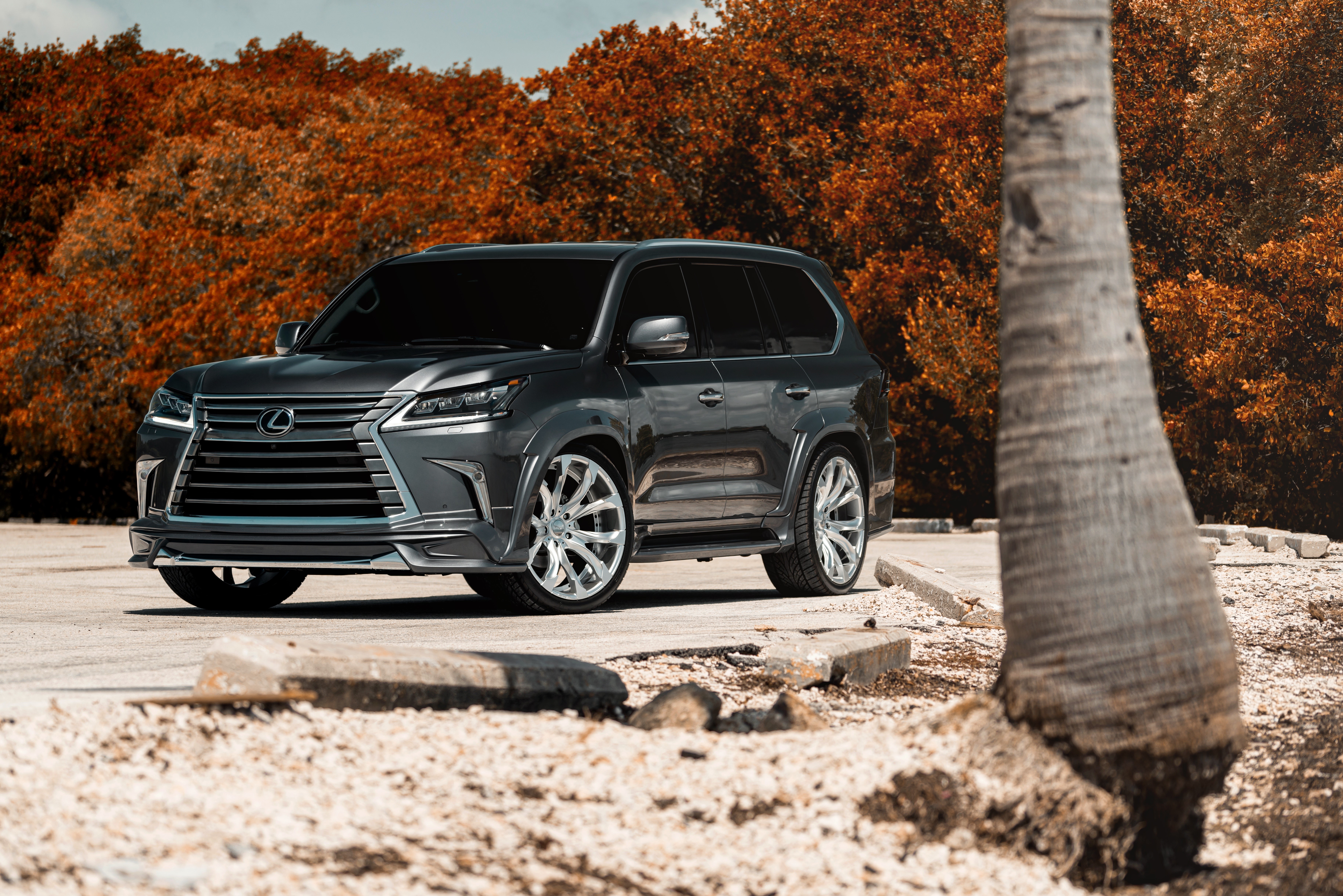 Lexus LX570 SUV with custom wheels HD Wallpaper