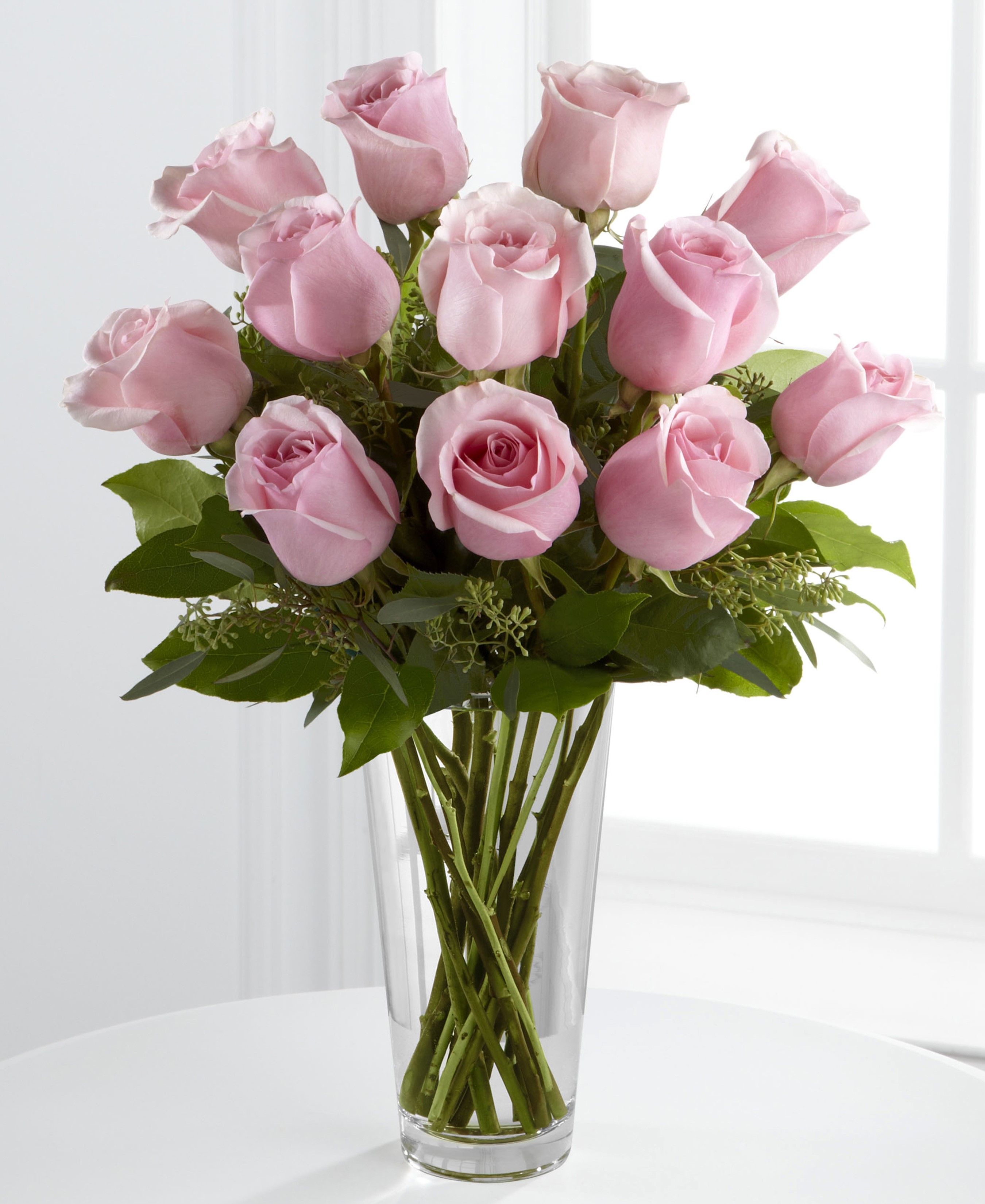 Pink Roses in a Glass Vase HD Phone Wallpaper