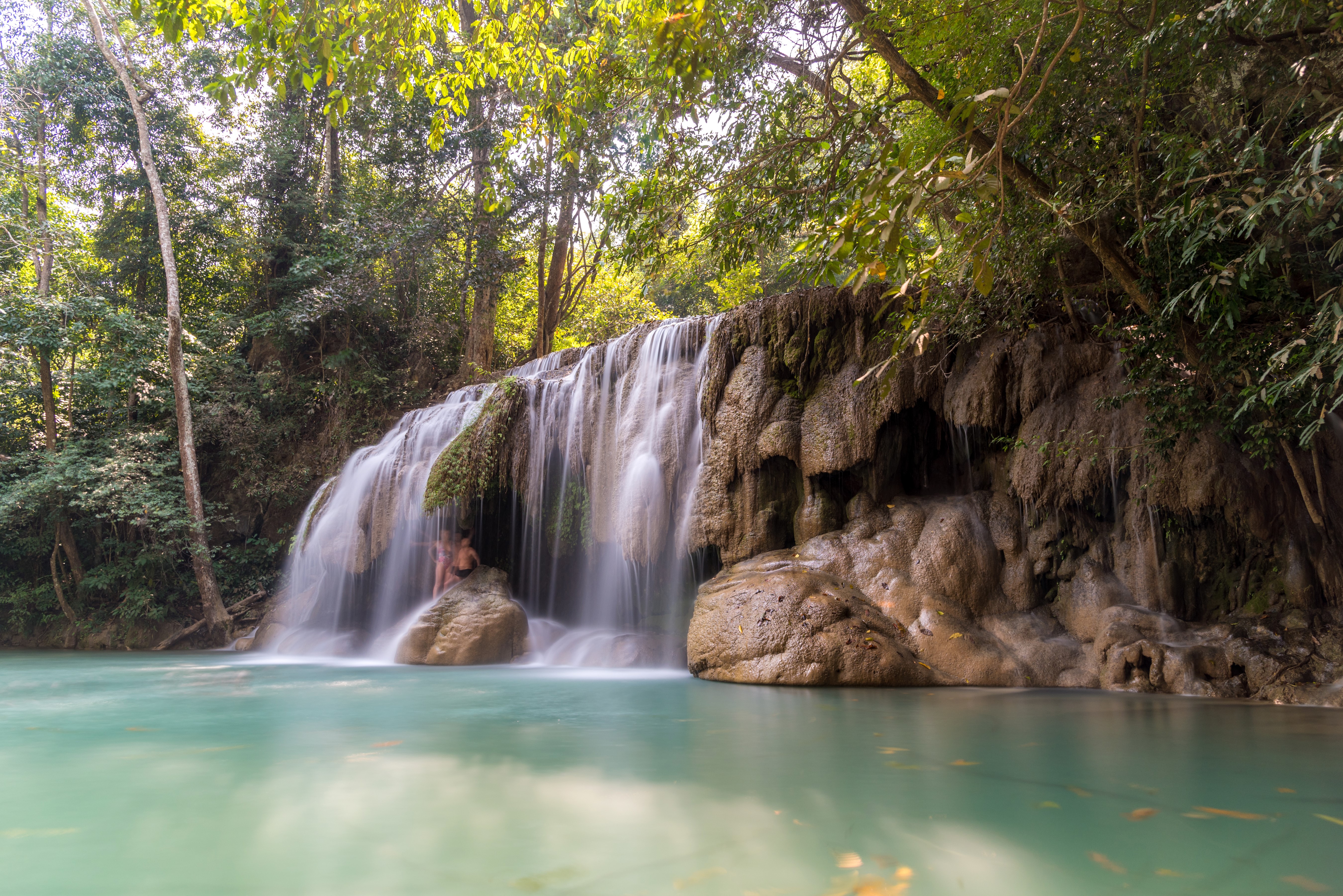 Erawan Falls Kanchanaburi Thailand Tropics Waterfalls HD Wallpaper