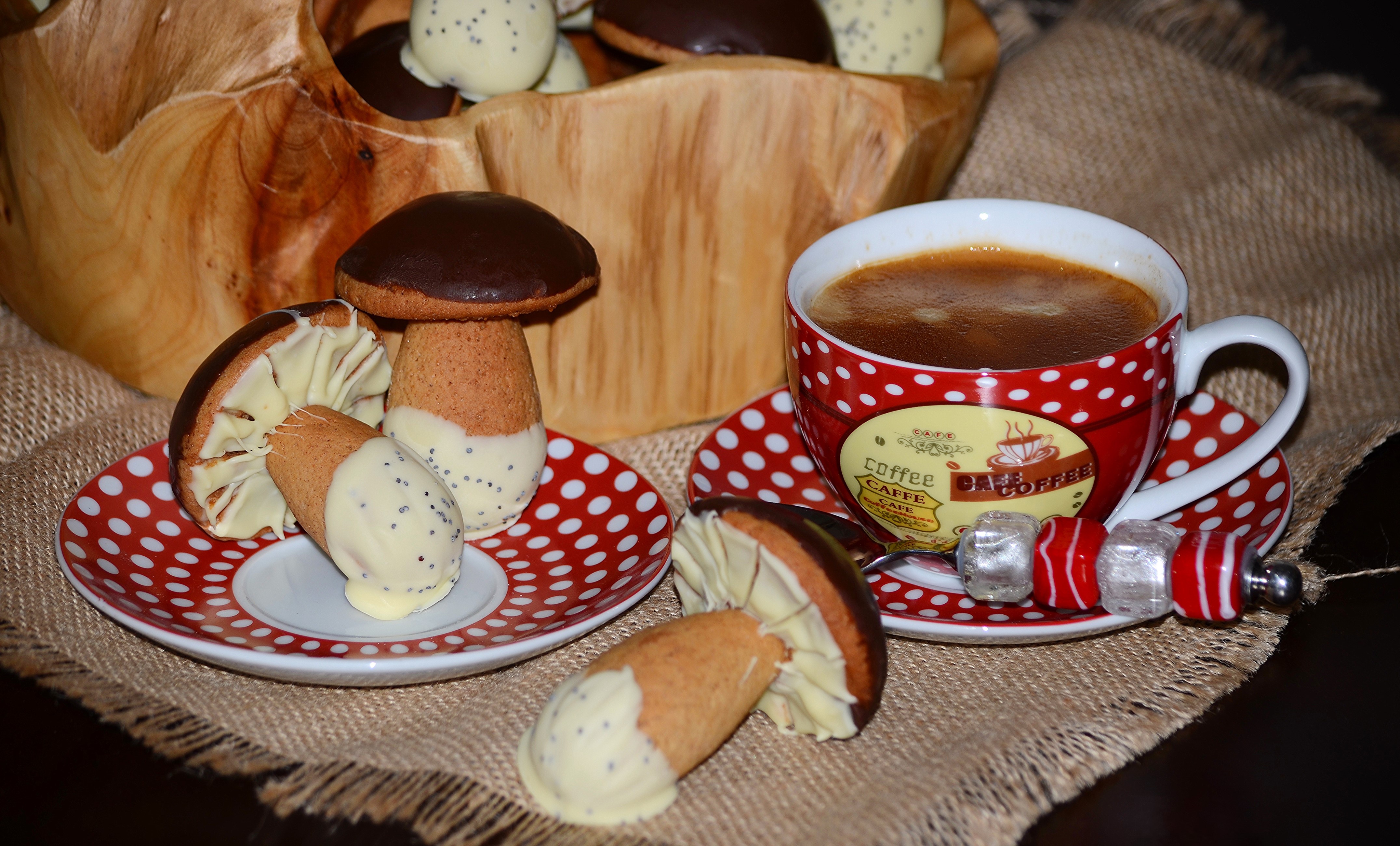 Mushroom Pastries and Coffee HD Wallpaper