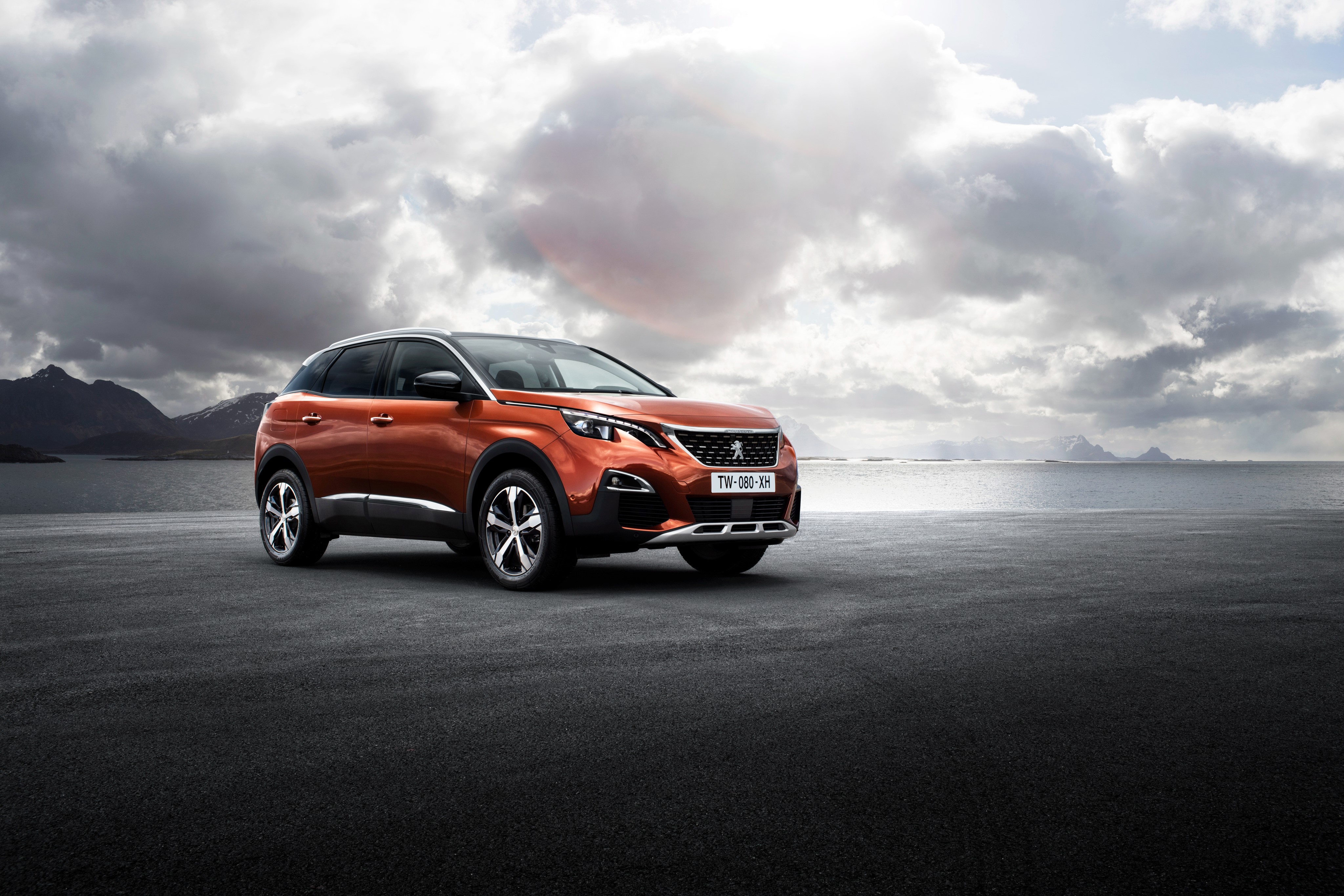 Orange Peugeot 3008 SUV HD Wallpaper