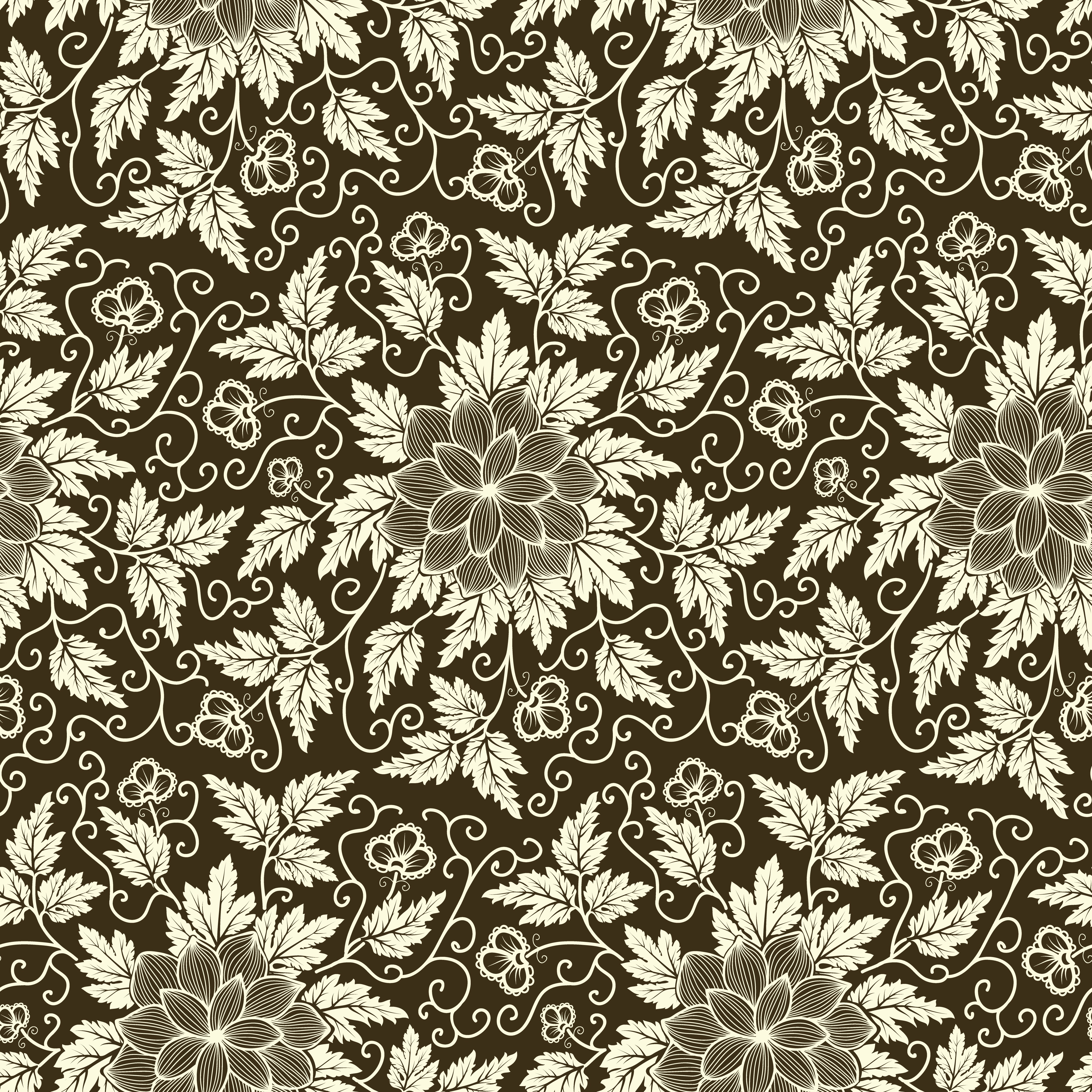 Seamless floral pattern with flowers and leaves HD Wallpaper
