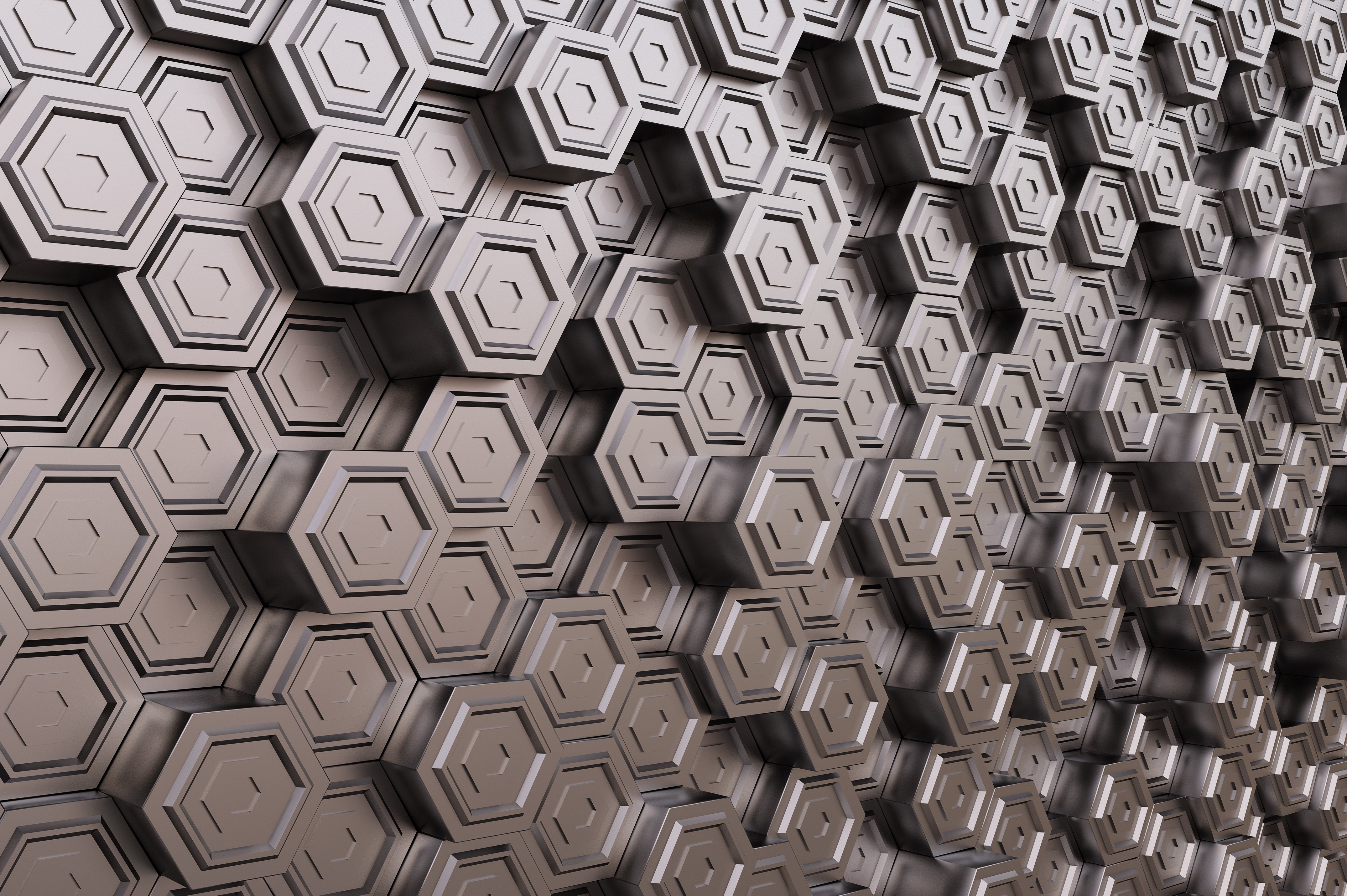 Metallic Hexagonal Texture Pattern HD Wallpaper