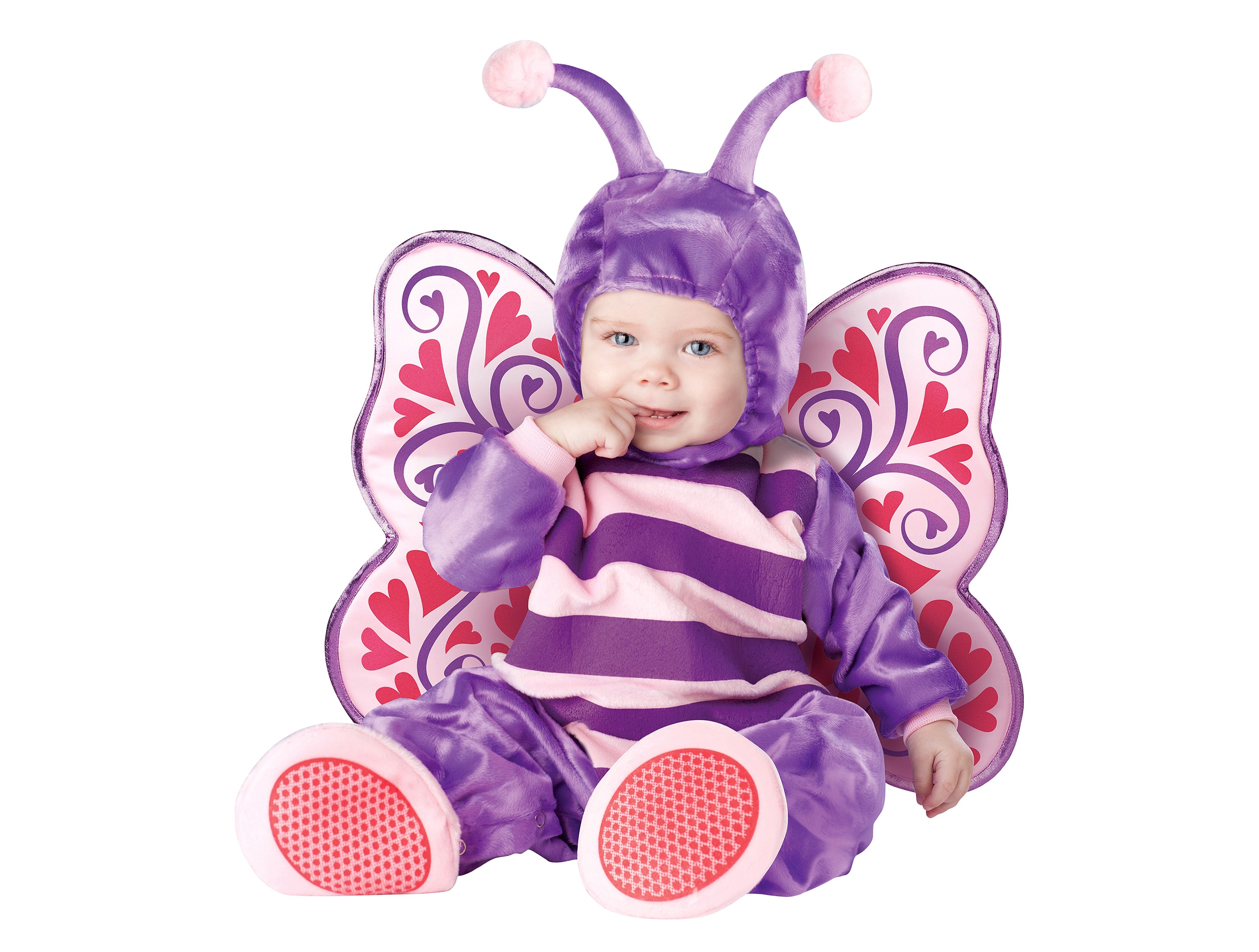 Baby in a purple butterfly costume HD Wallpaper