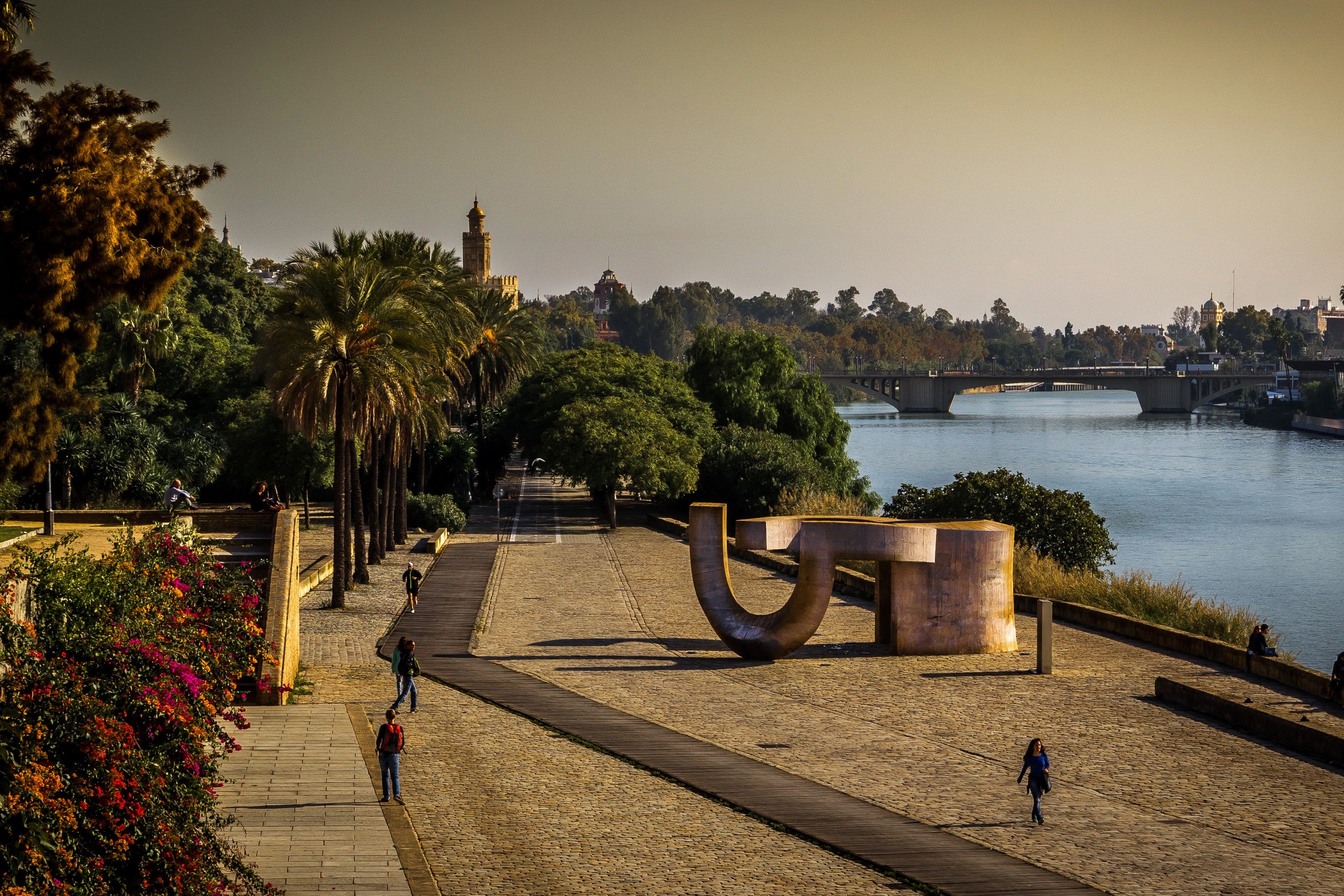 Seville, Spain: Guadalquivir River and Triana Bridge HD Wallpaper