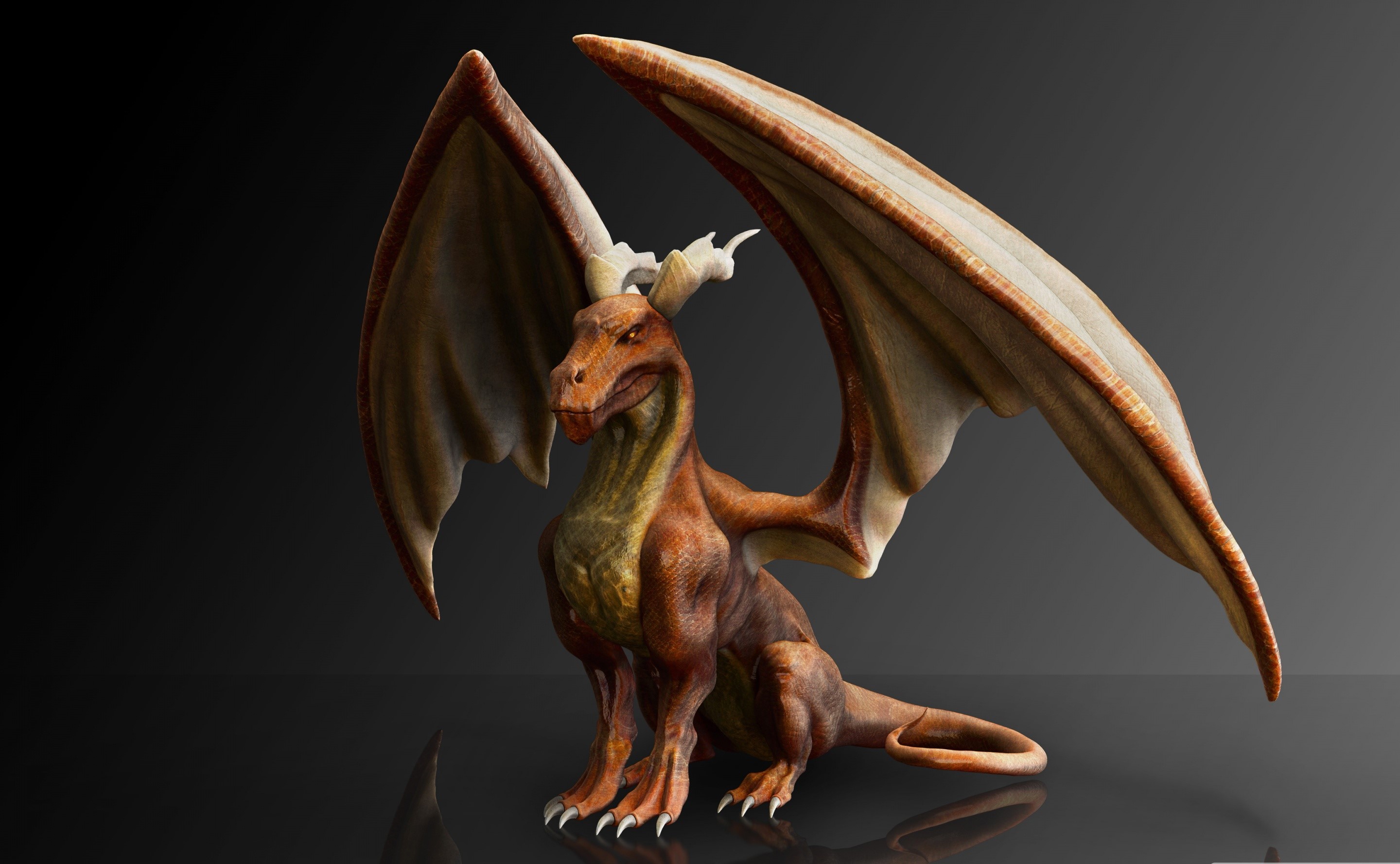 A detailed 3D render of a dragon HD Wallpaper