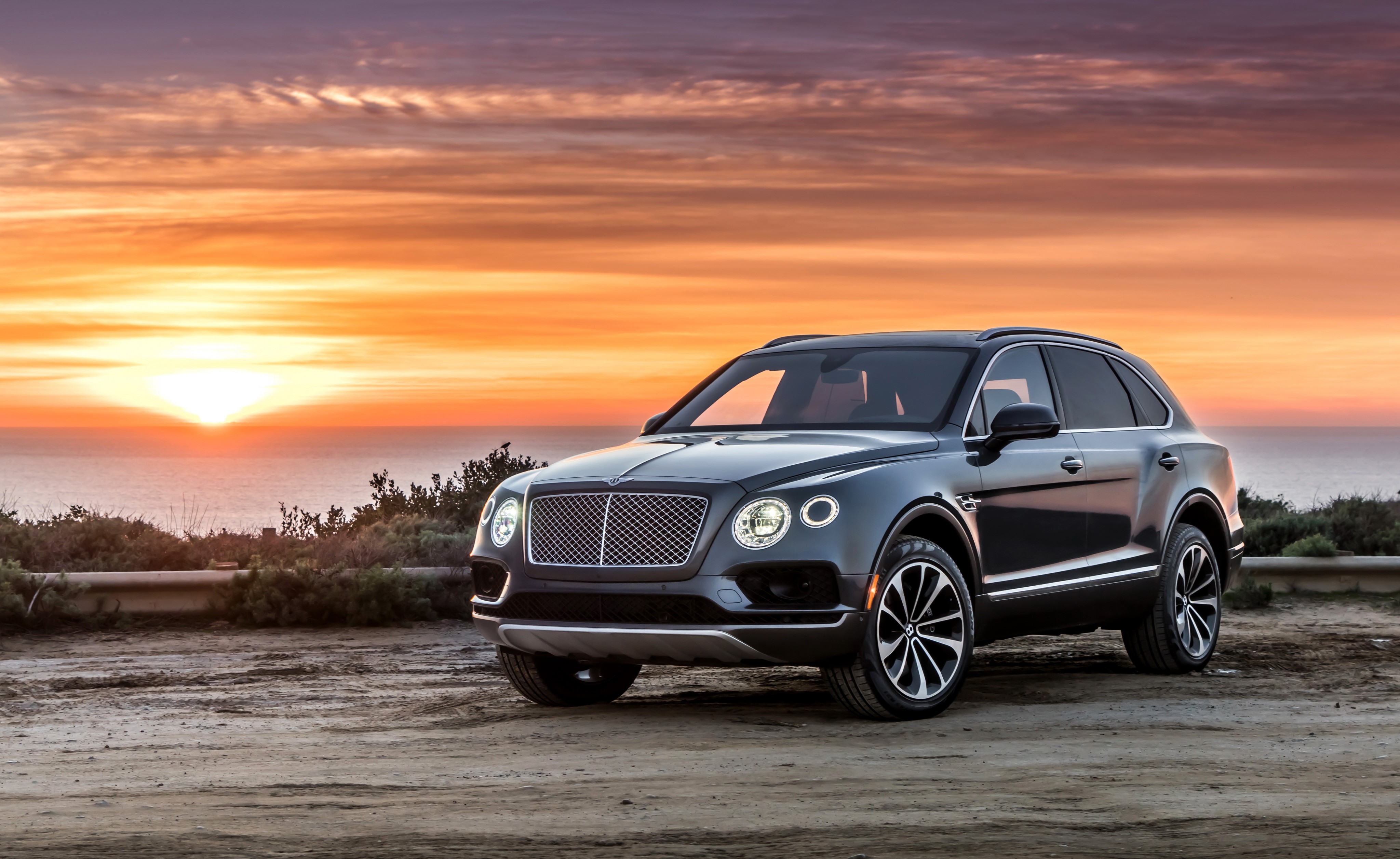 Bentley Bentayga SUV at sunset HD Wallpaper