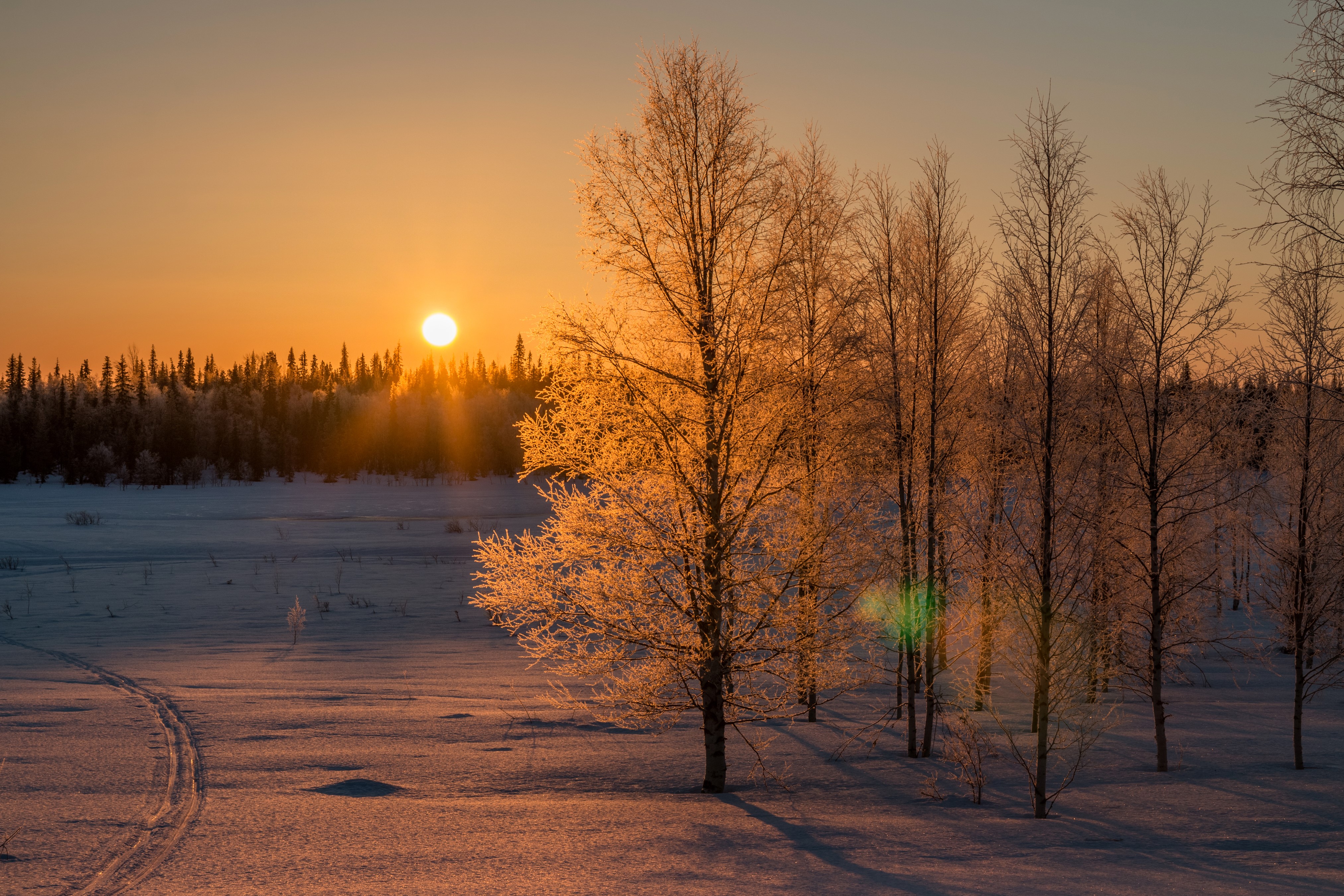 4K Winter Sunrise in Lapland, Finland HD Wallpaper