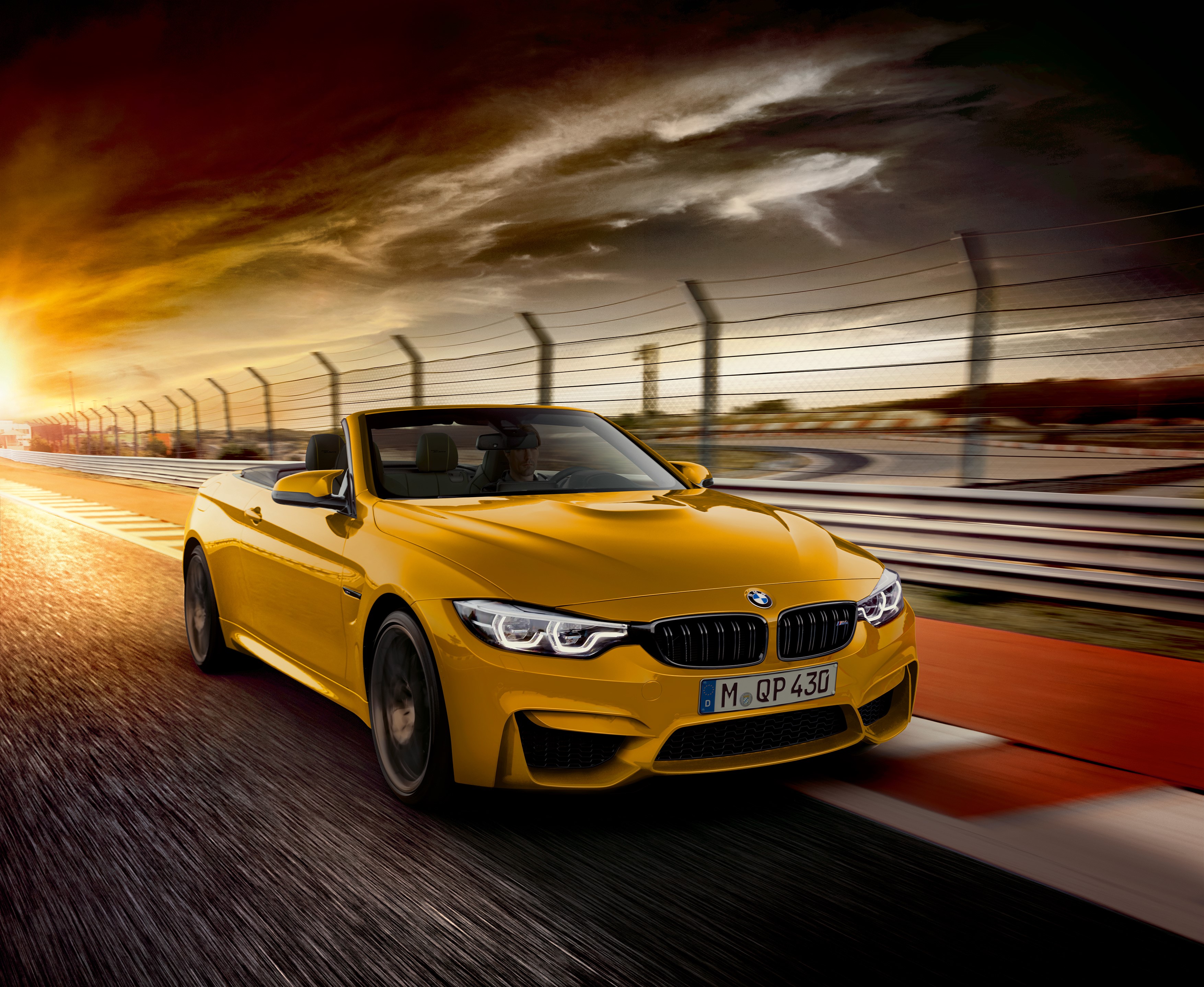 Yellow BMW M4 Cabriolet 30 Jahre Edition on Race Track HD Wallpaper