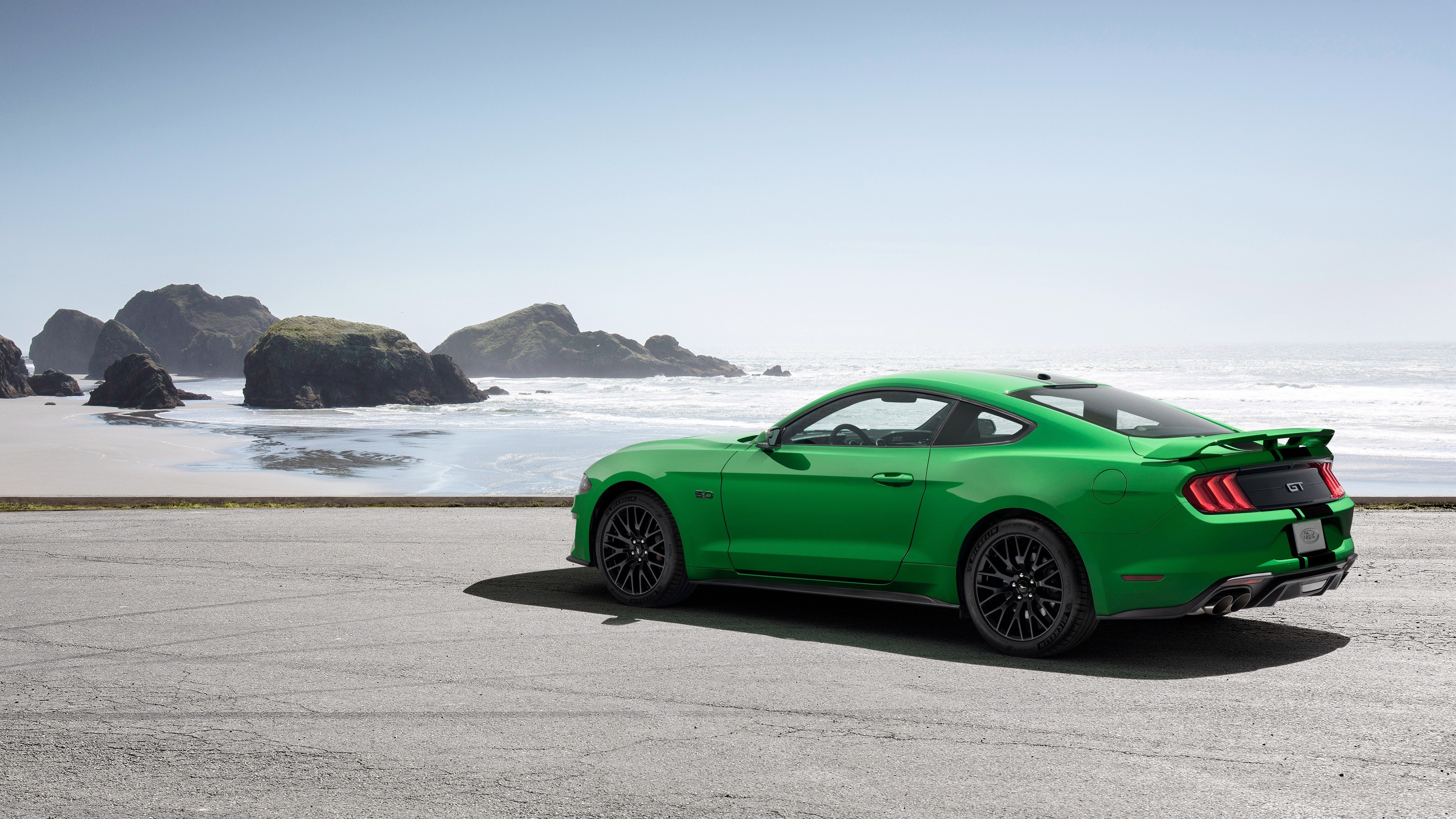 Green 2018 Fastback Mustang GT by the Ocean HD Wallpaper