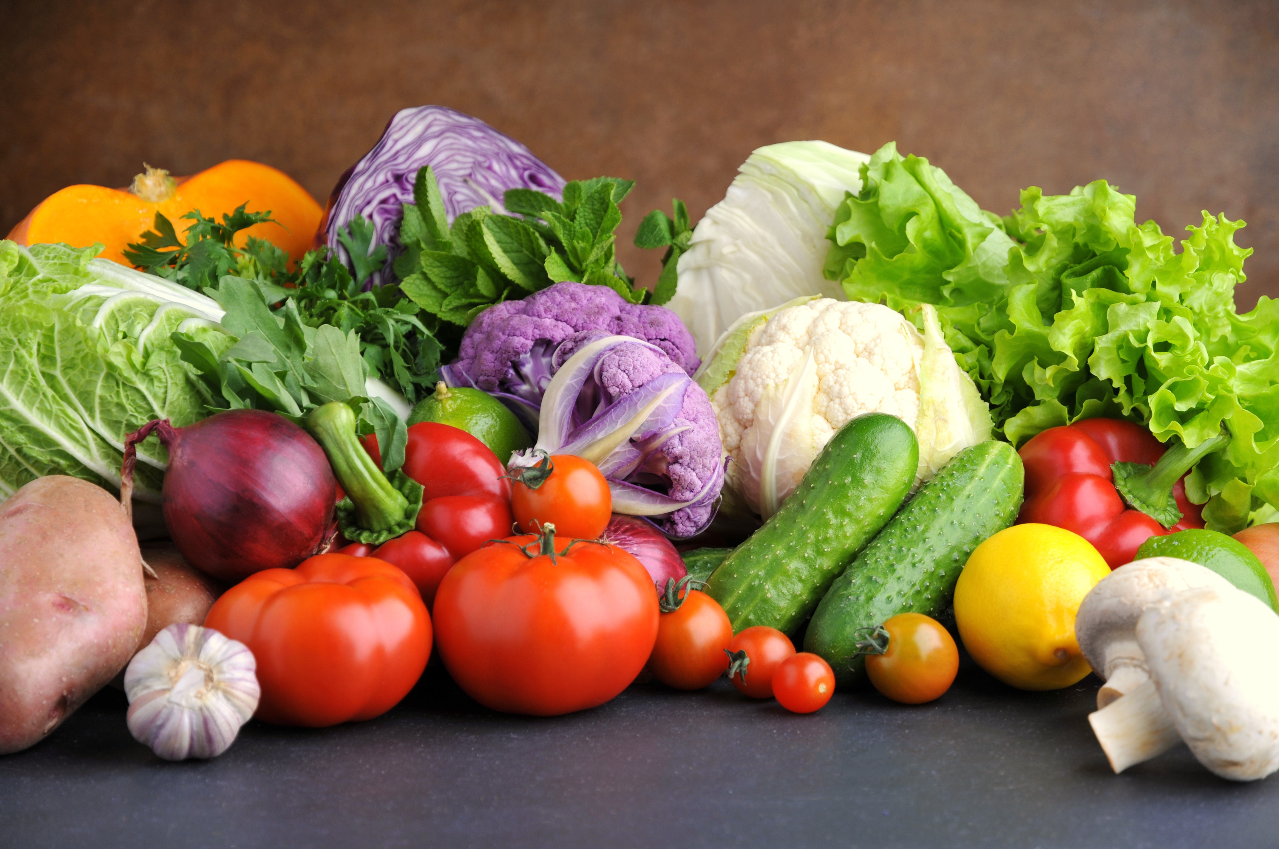 Assortment of Fresh Vegetables and Fruits HD Wallpaper