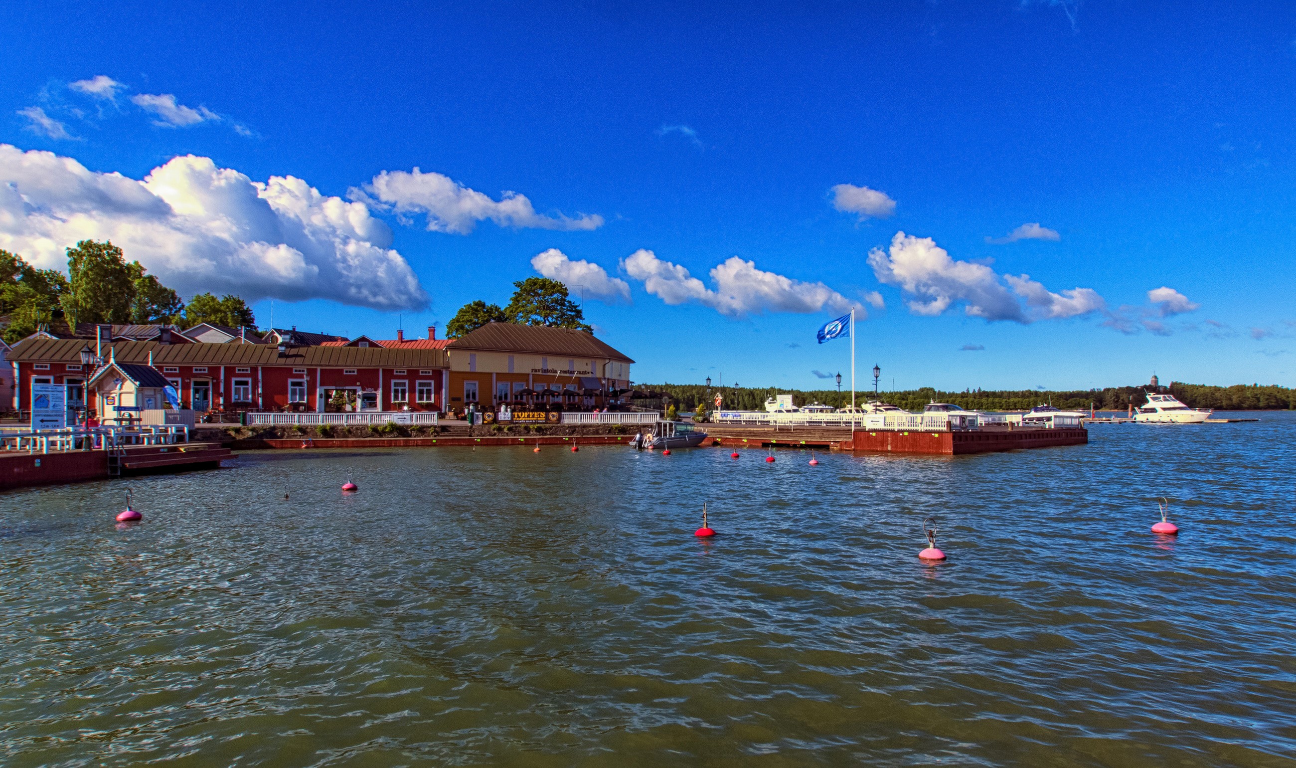 Naantali, Finland waterfront with boats and houses HD Wallpaper