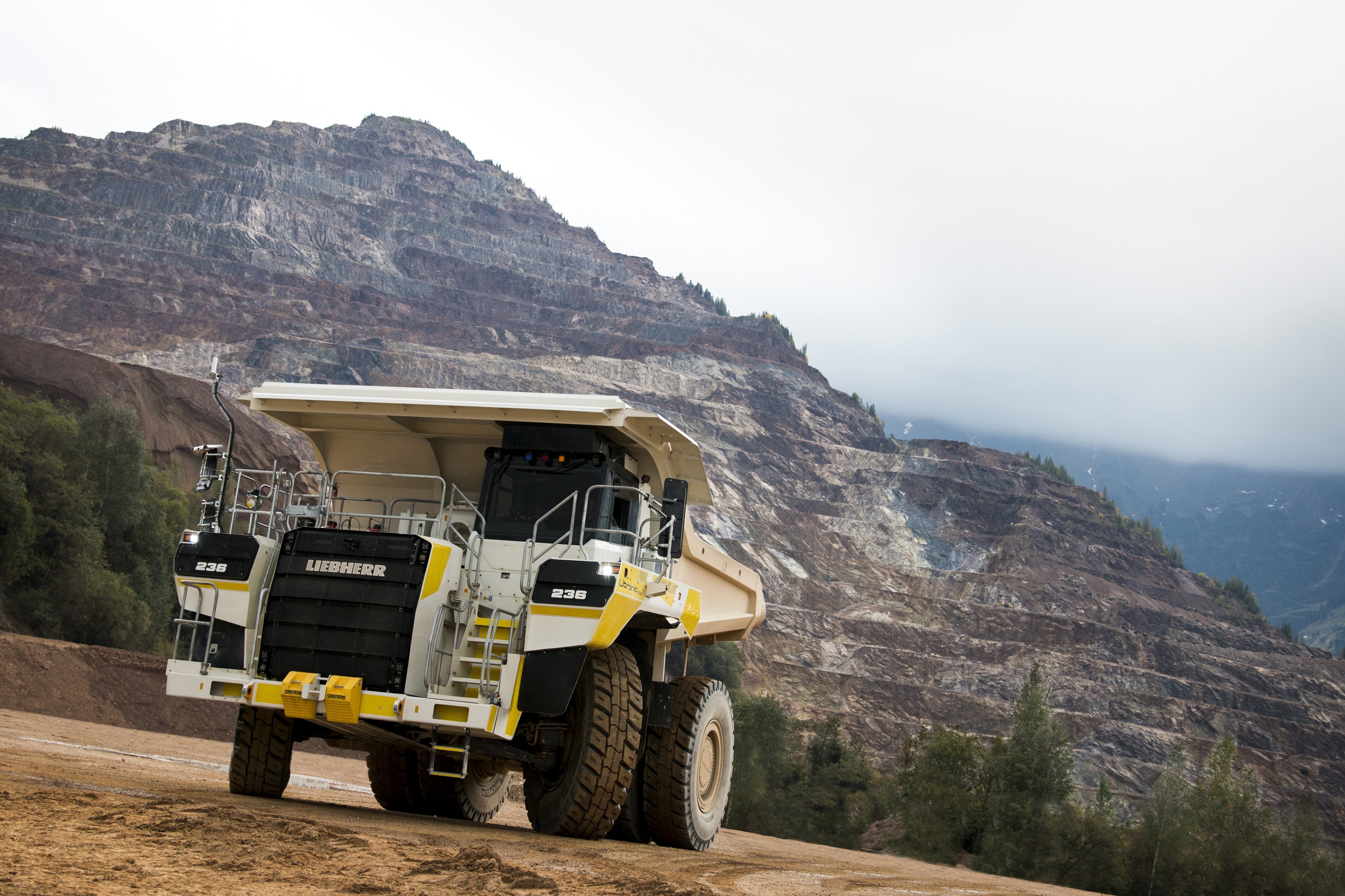 Liebherr T 236 mining truck in a quarry HD Wallpaper