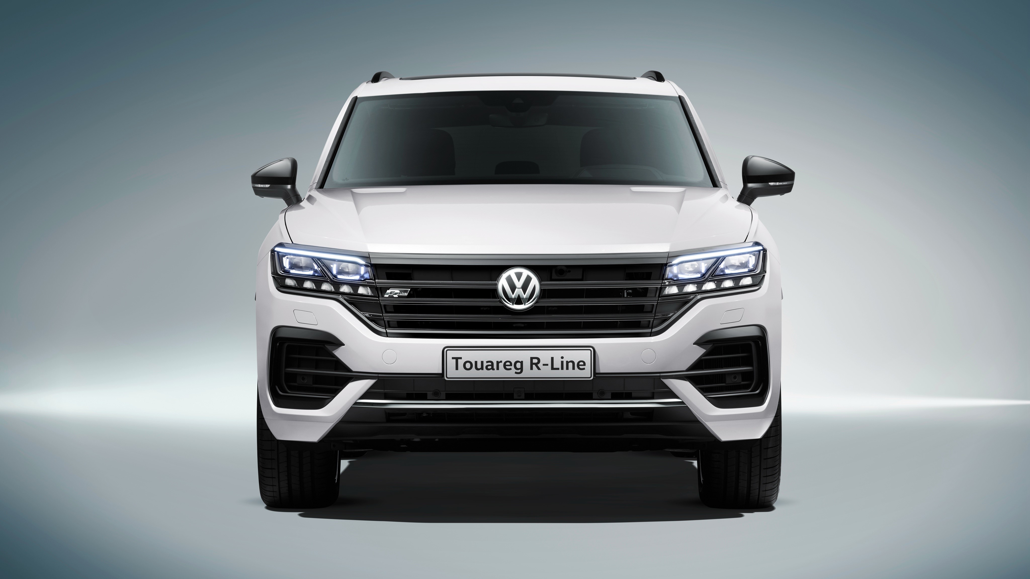 4K White Volkswagen Touareg R-Line Front View HD Wallpaper
