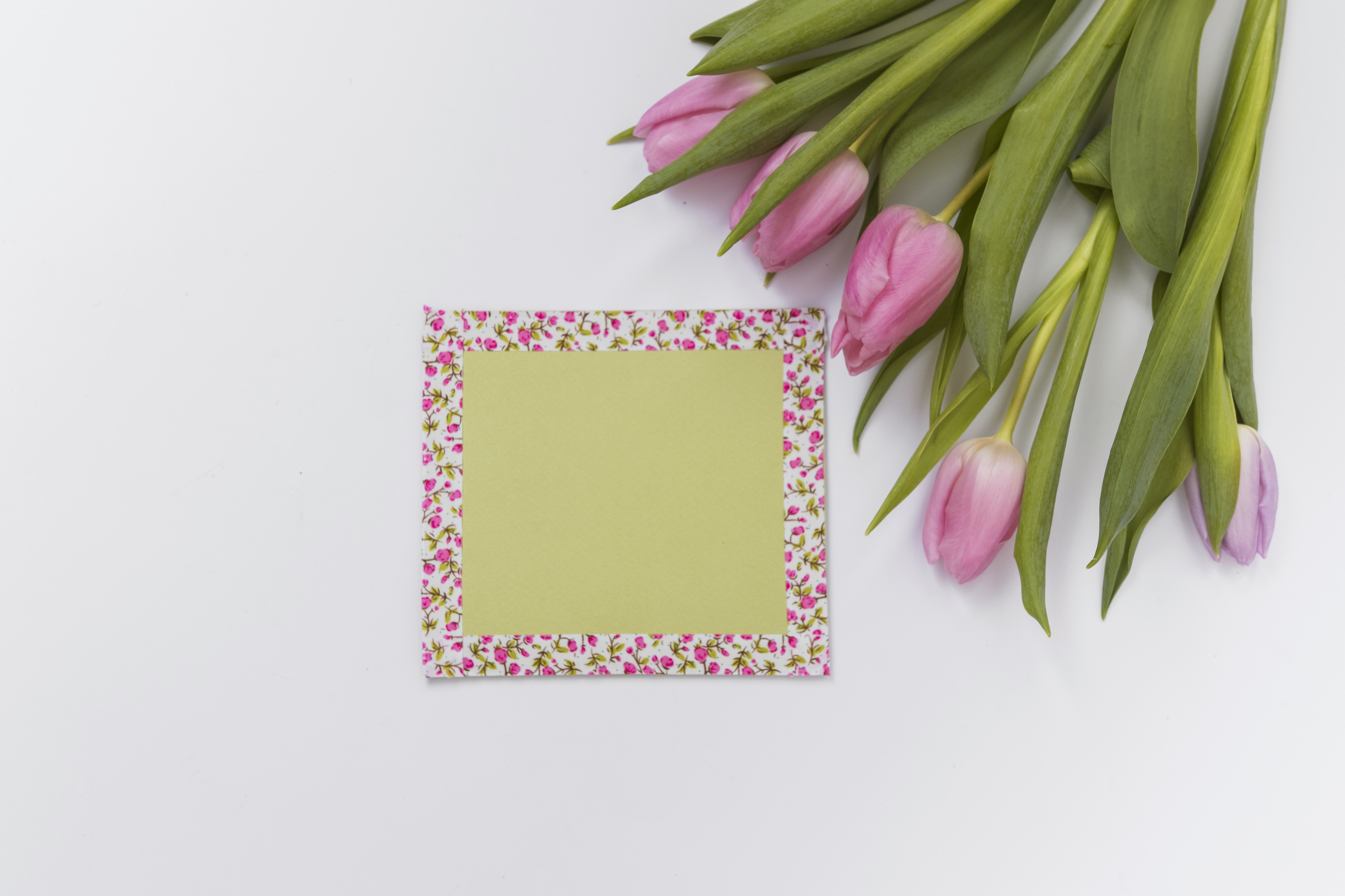 Pink Tulips and Greeting Card Template HD Wallpaper