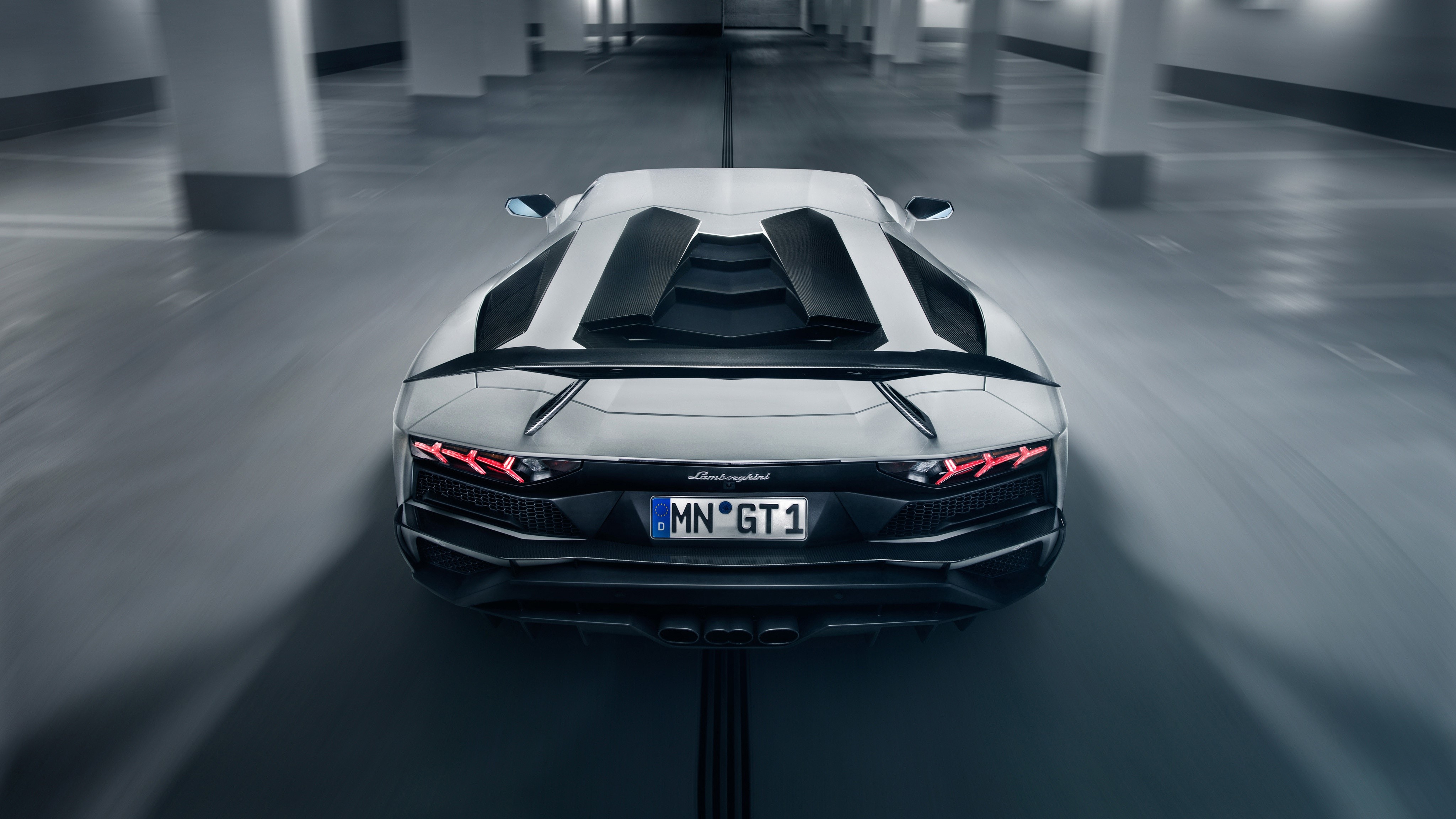 4K White Lamborghini Aventador S Novitec Torado Back View HD Wallpaper