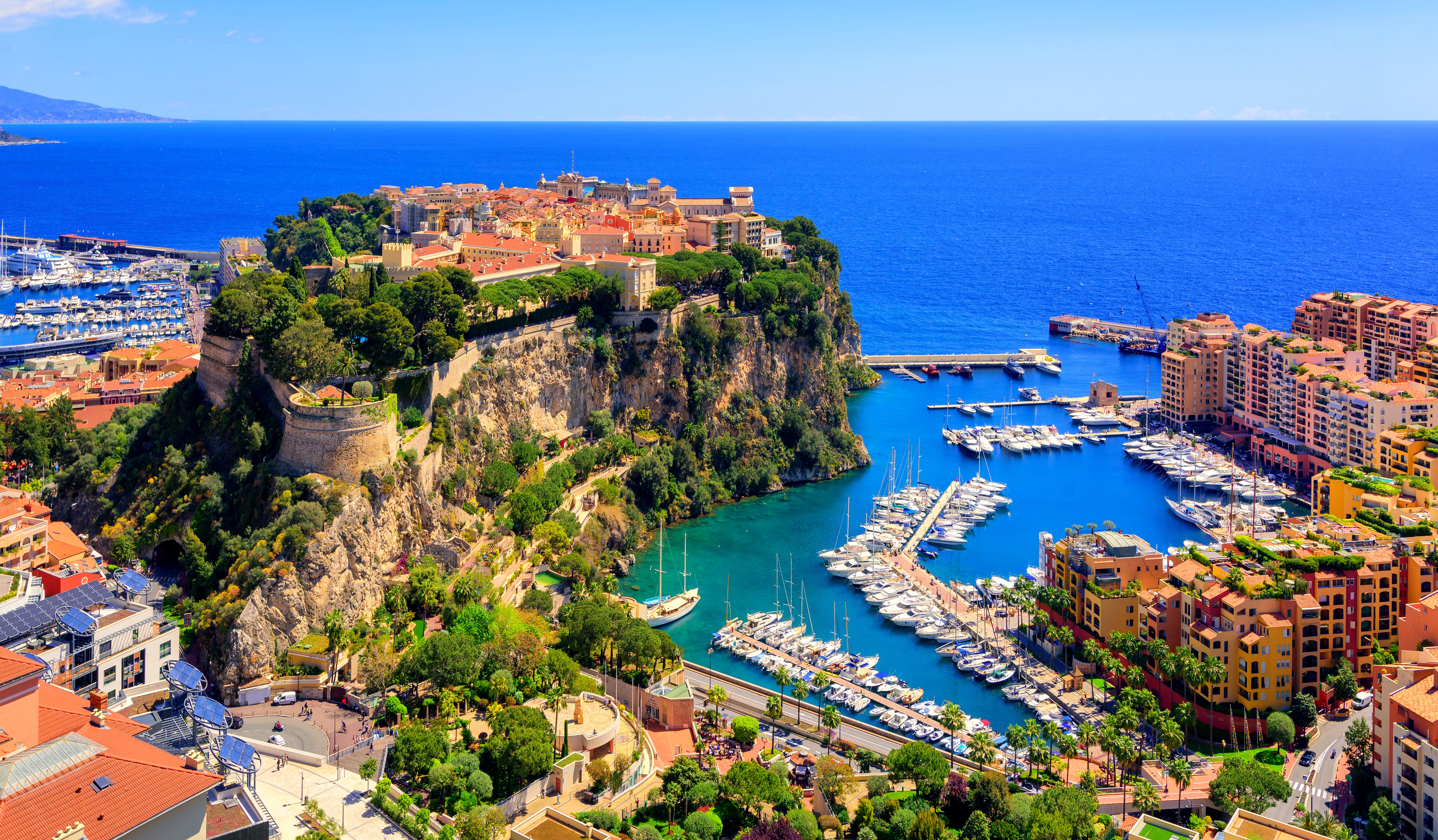 Monaco Monte Carlo Coastline with Marinas and Houses HD Wallpaper