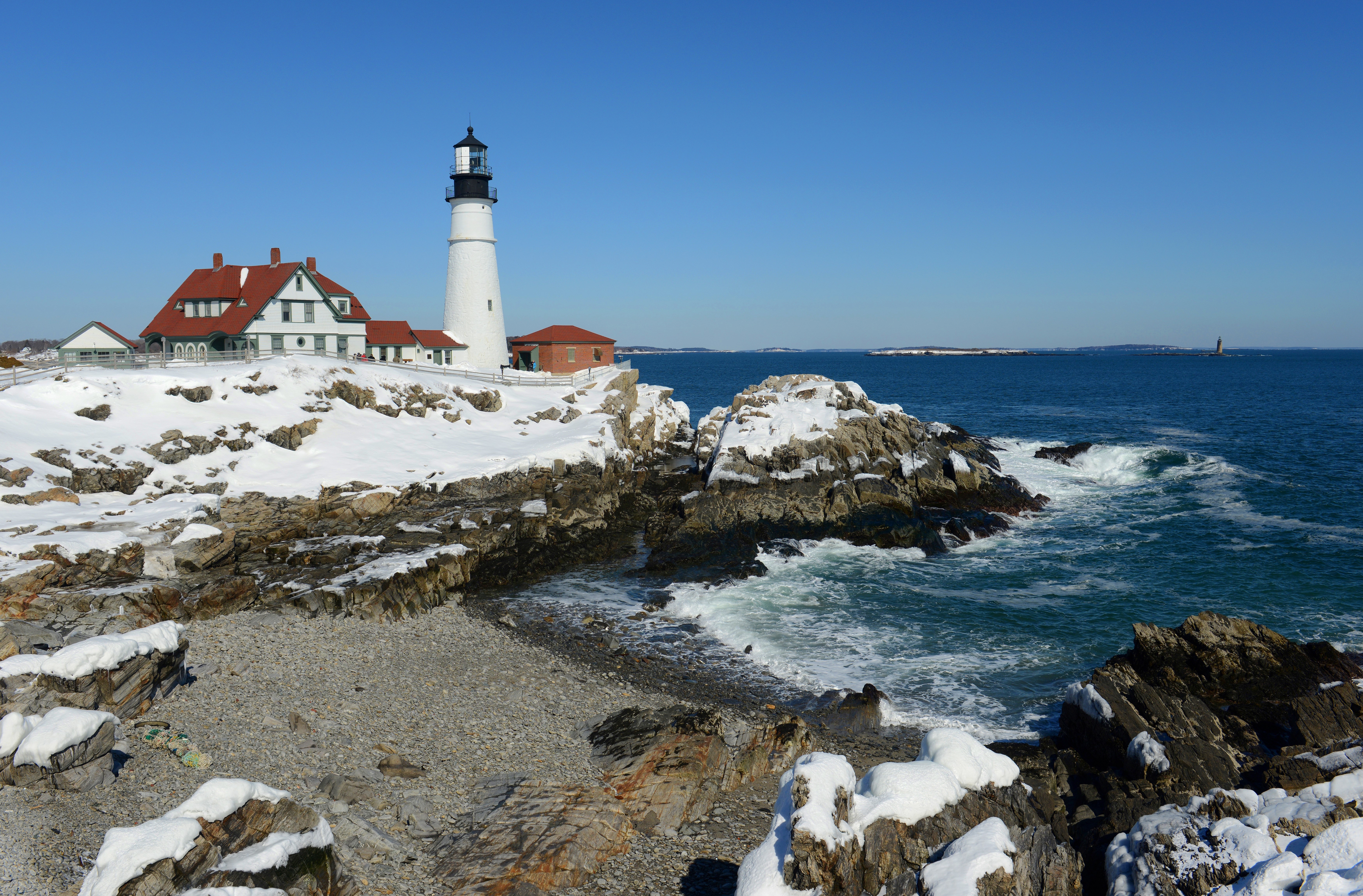 Portland Head Light in Snow, USA HD Wallpaper