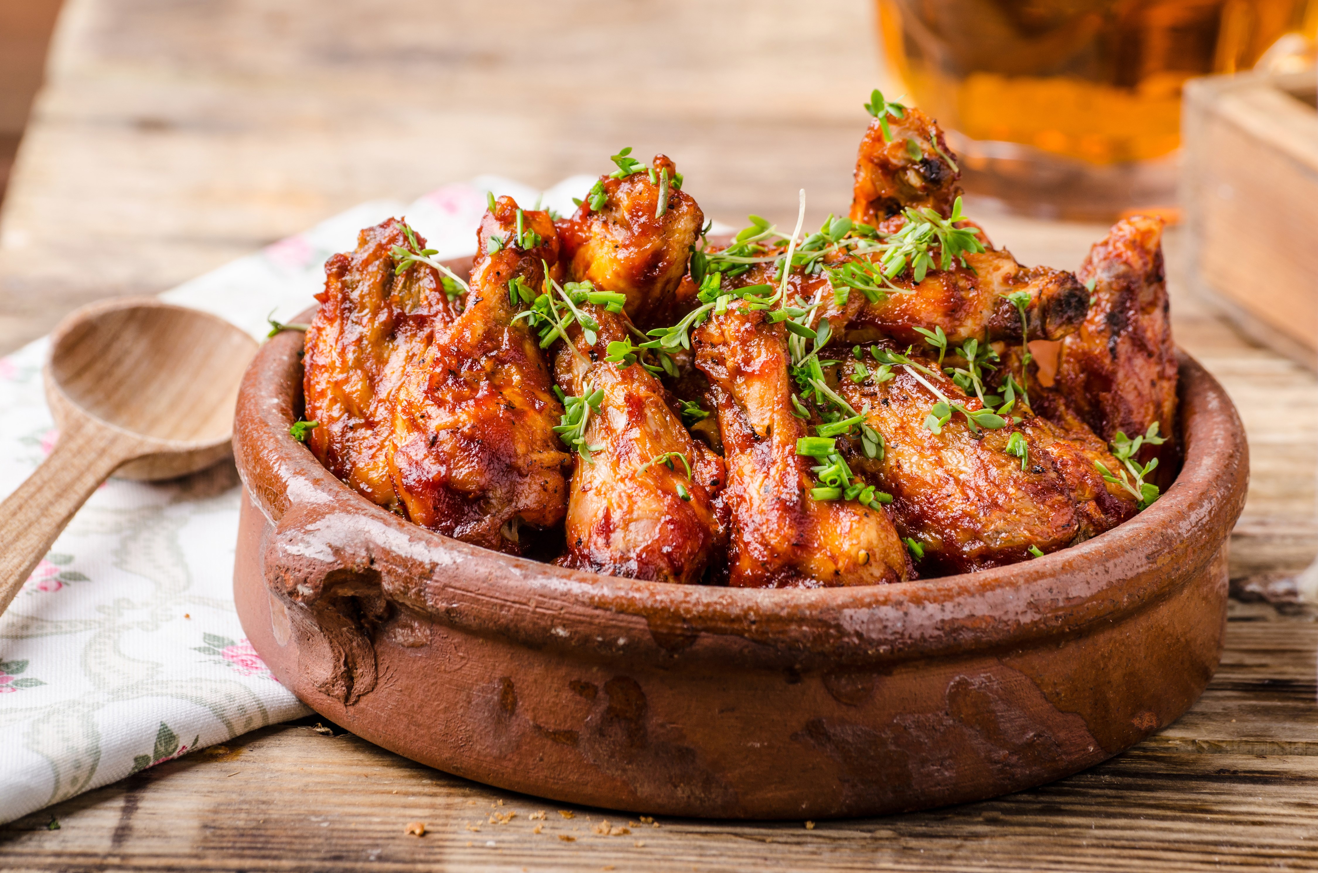 4K Roast Chicken Drumsticks in Bowl HD Wallpaper