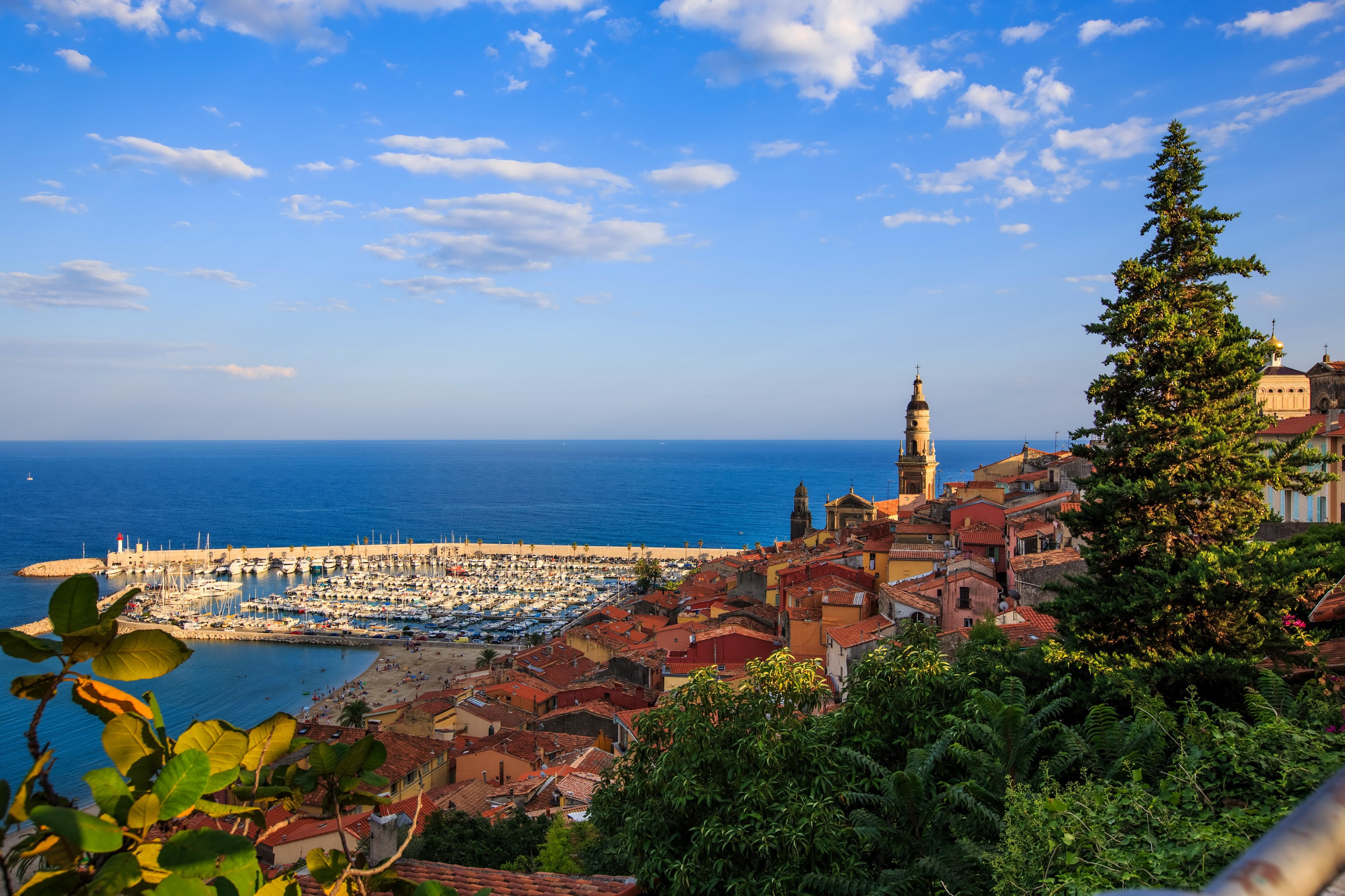 Menton, France Marina and Old Town HD Wallpaper