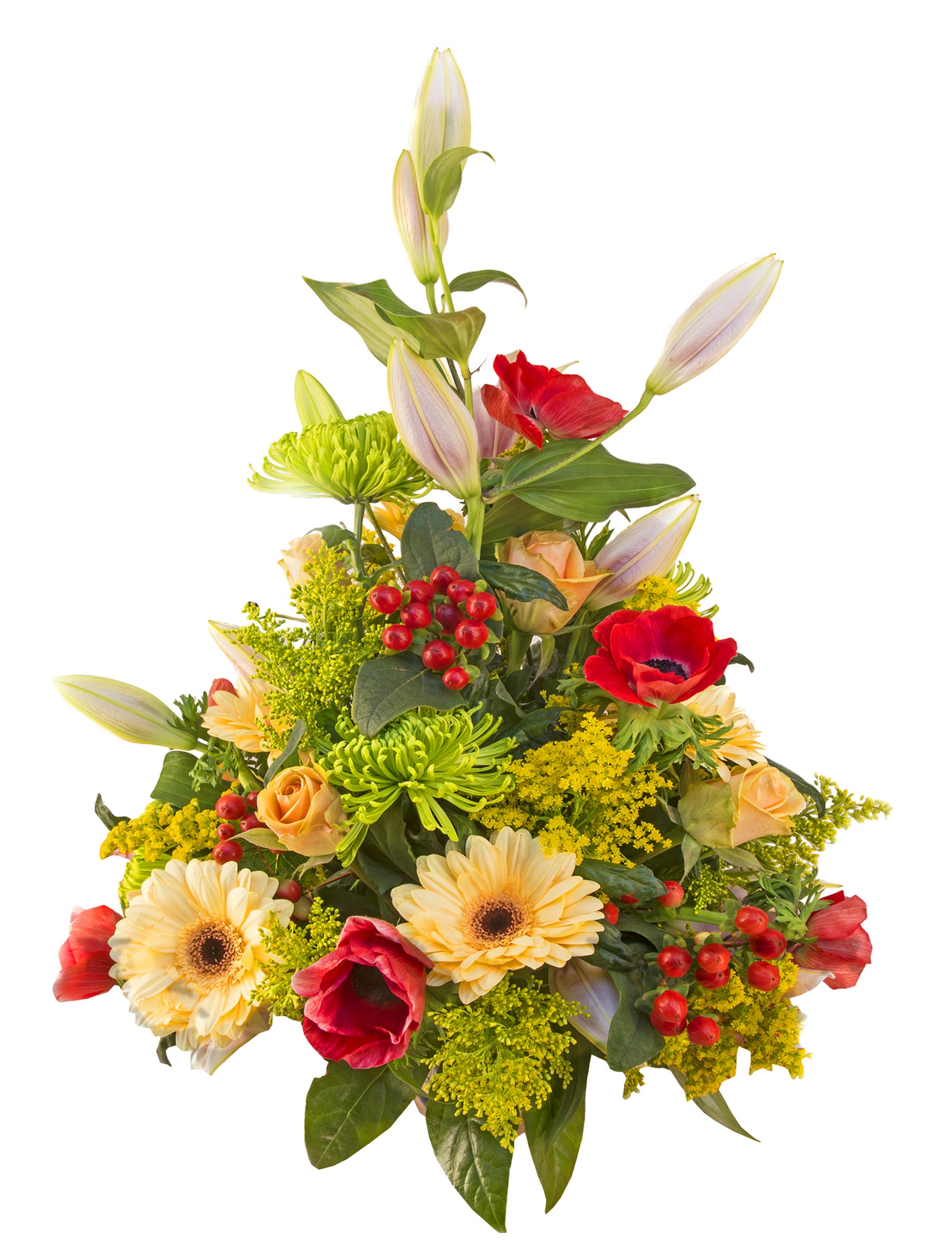 Bouquet of Roses, Gerberas, Anemones, and Lilies HD Phone Wallpaper