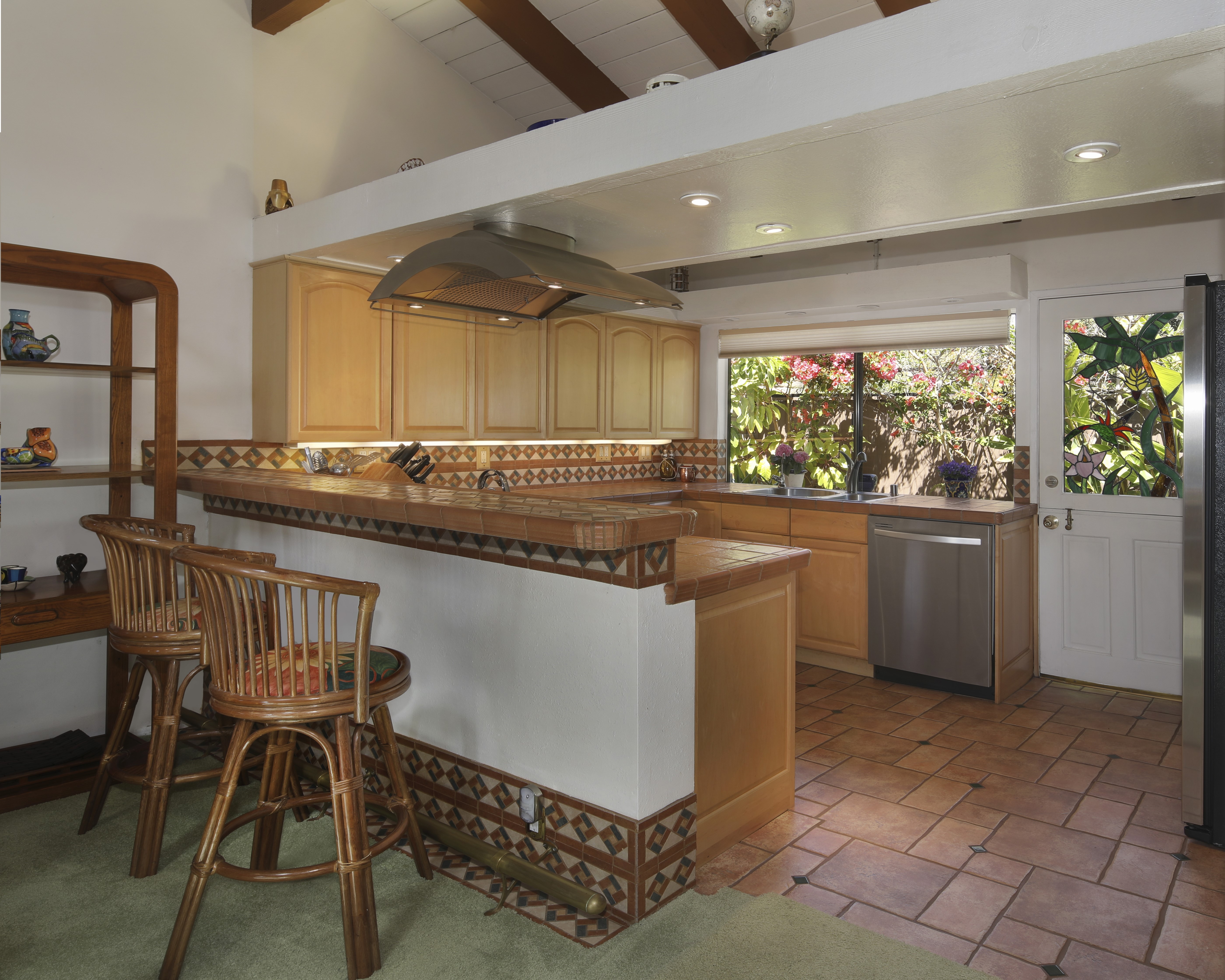 Kitchen with Bar and Chairs HD Wallpaper