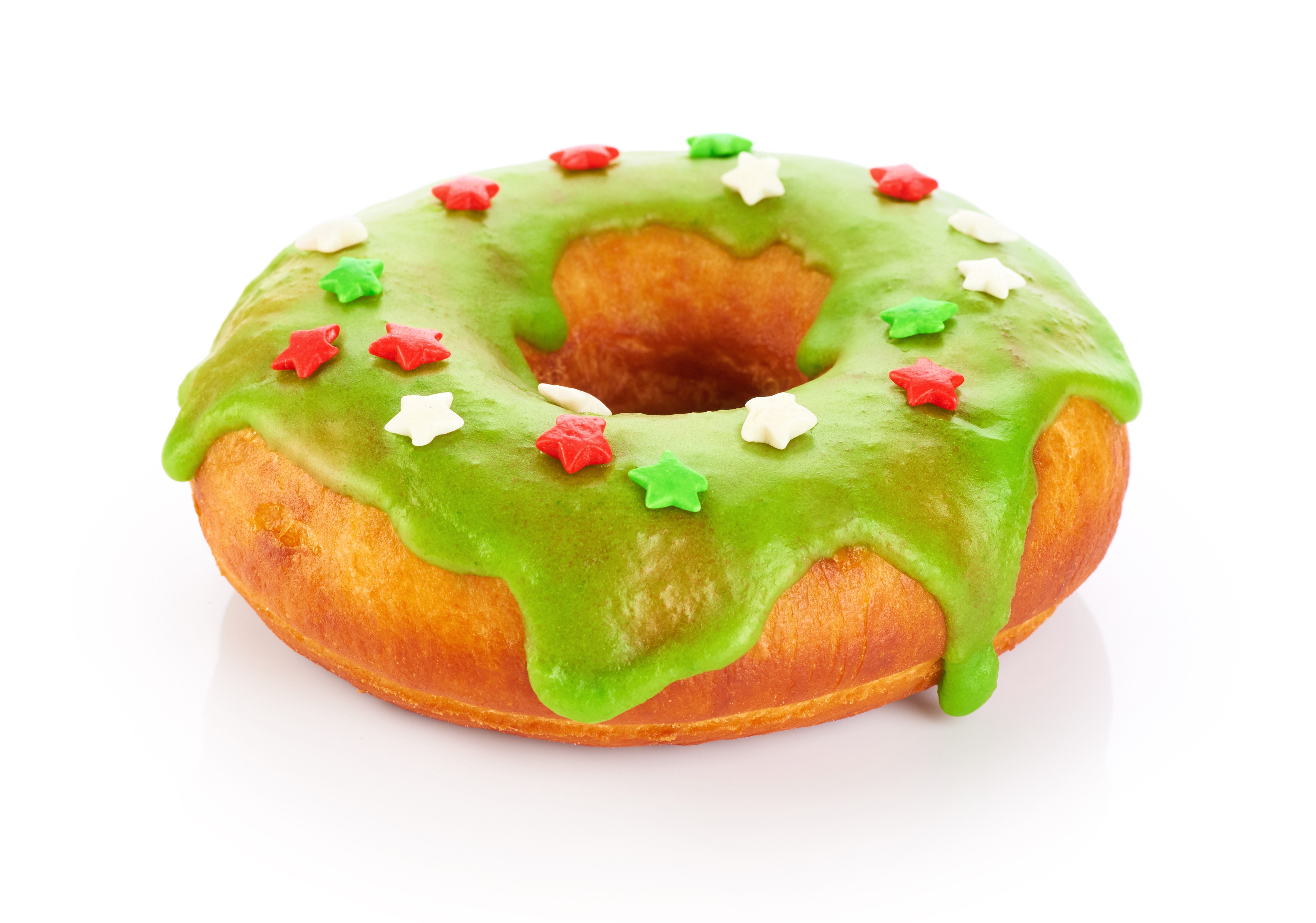 Donut with green icing and star sprinkles HD Wallpaper