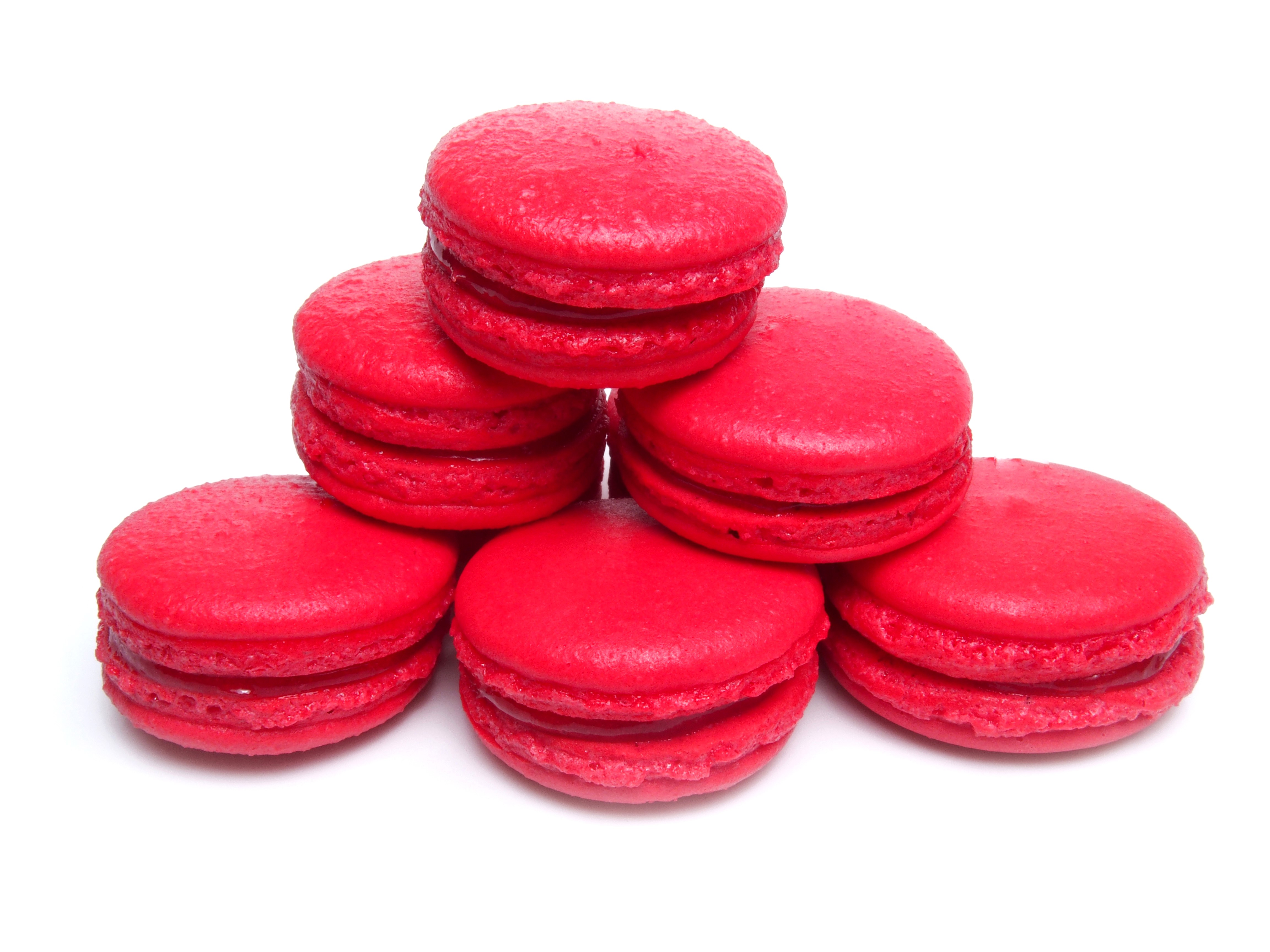 Red Macarons on White Background HD Wallpaper