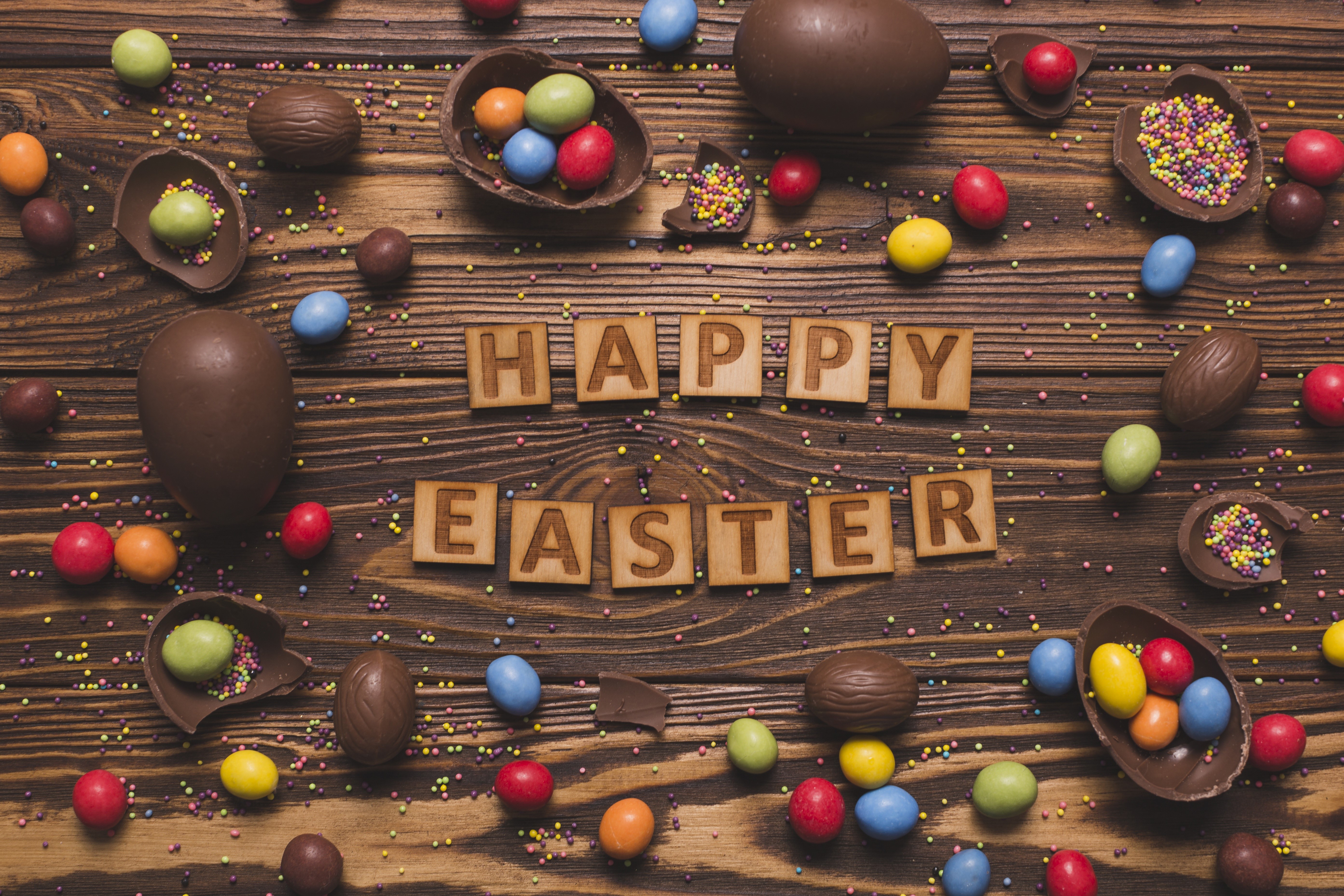 Happy Easter Chocolate Eggs HD Wallpaper
