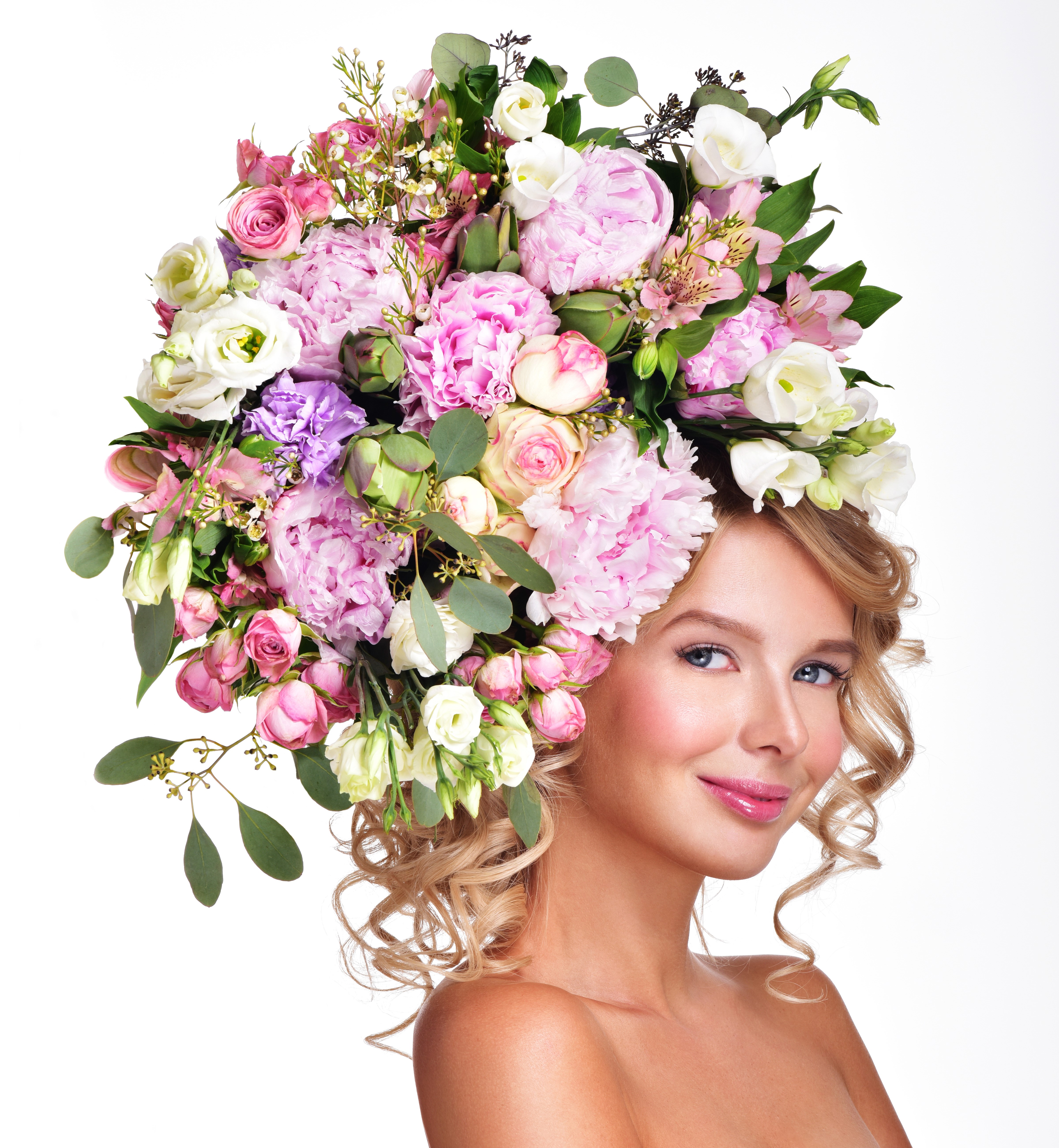 Blonde girl with a floral headdress HD Wallpaper