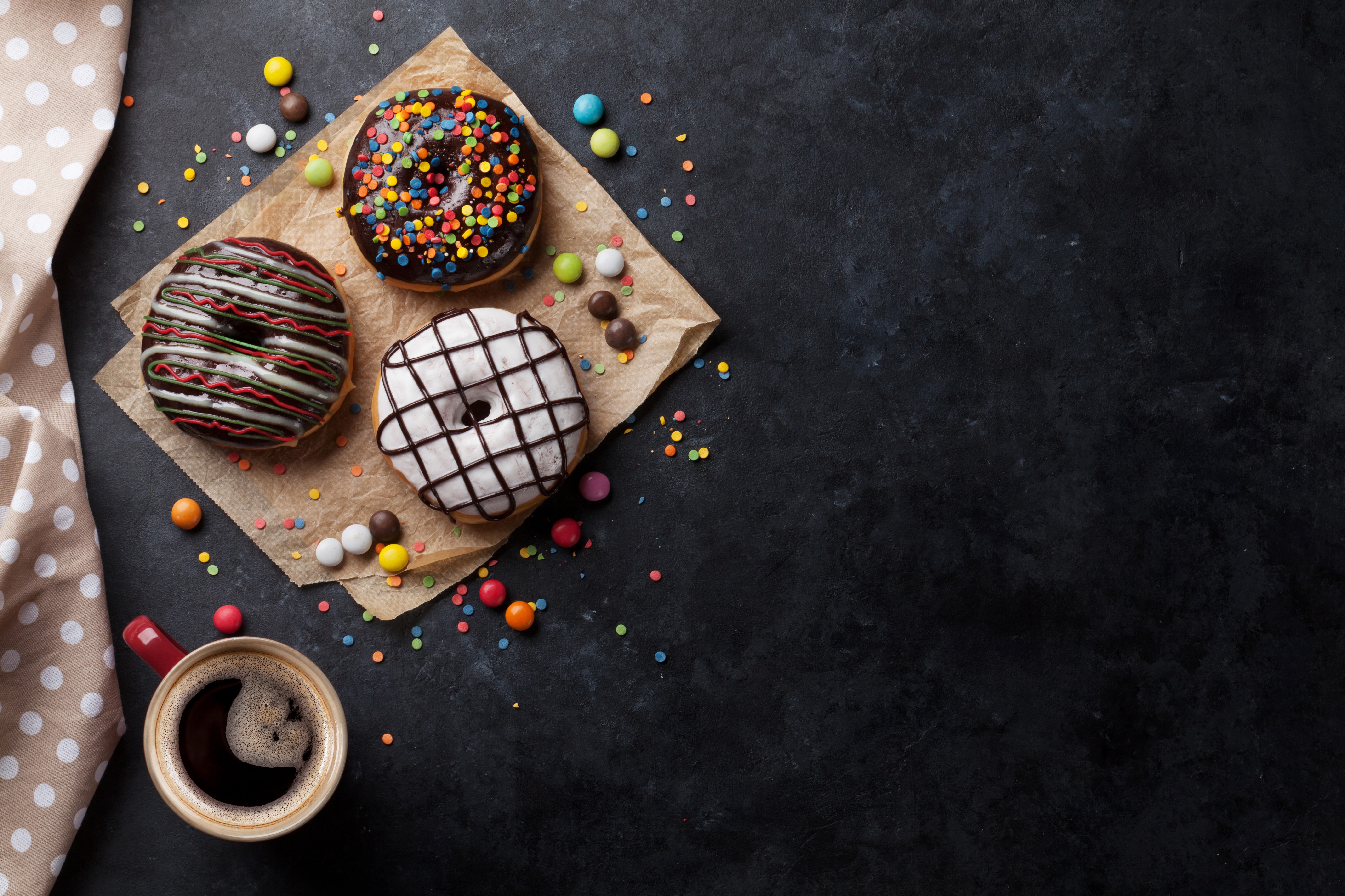 Coffee and Donuts with Sprinkles HD Wallpaper