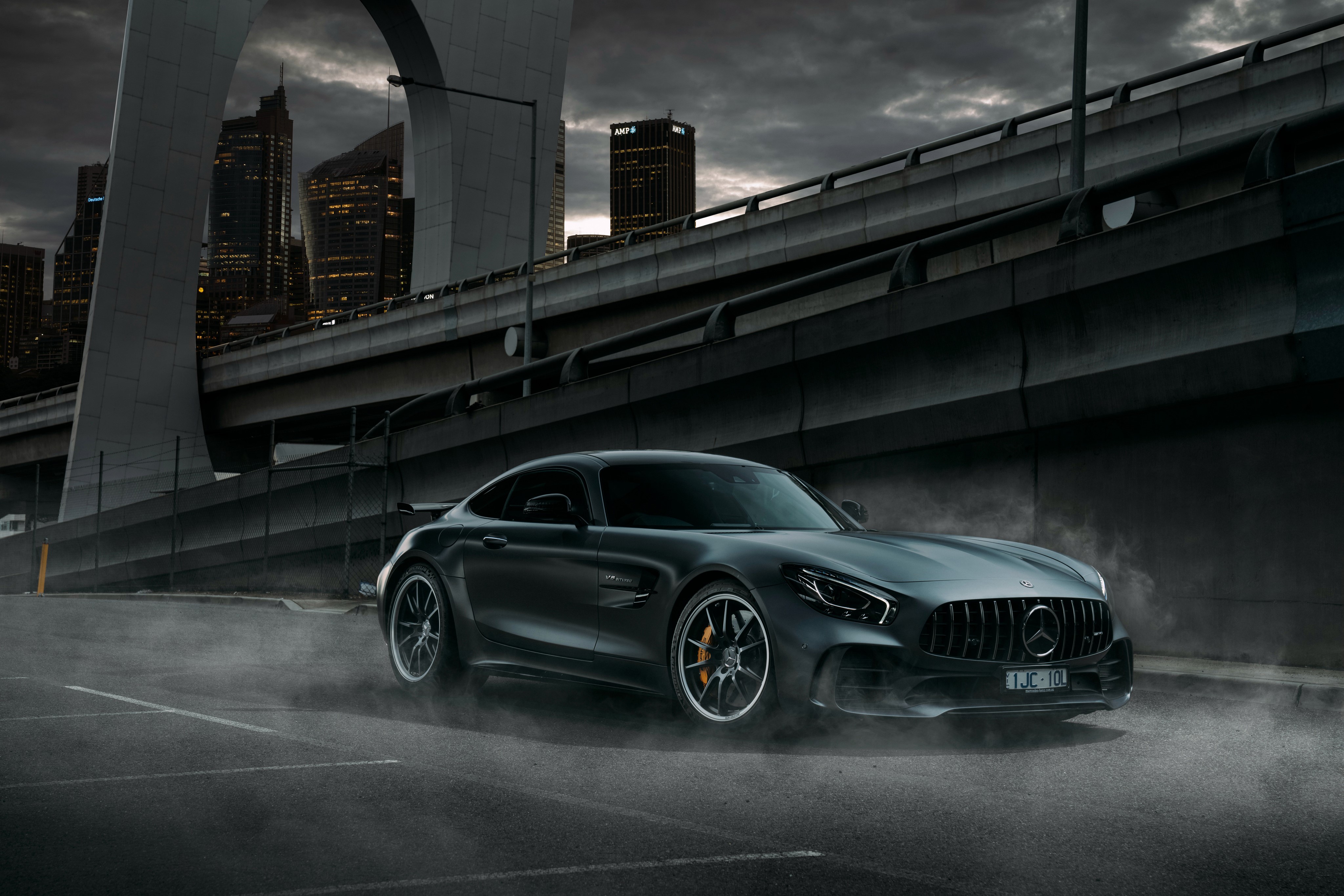 2017-18 AMG GT R Mercedes-Benz in city HD Wallpaper