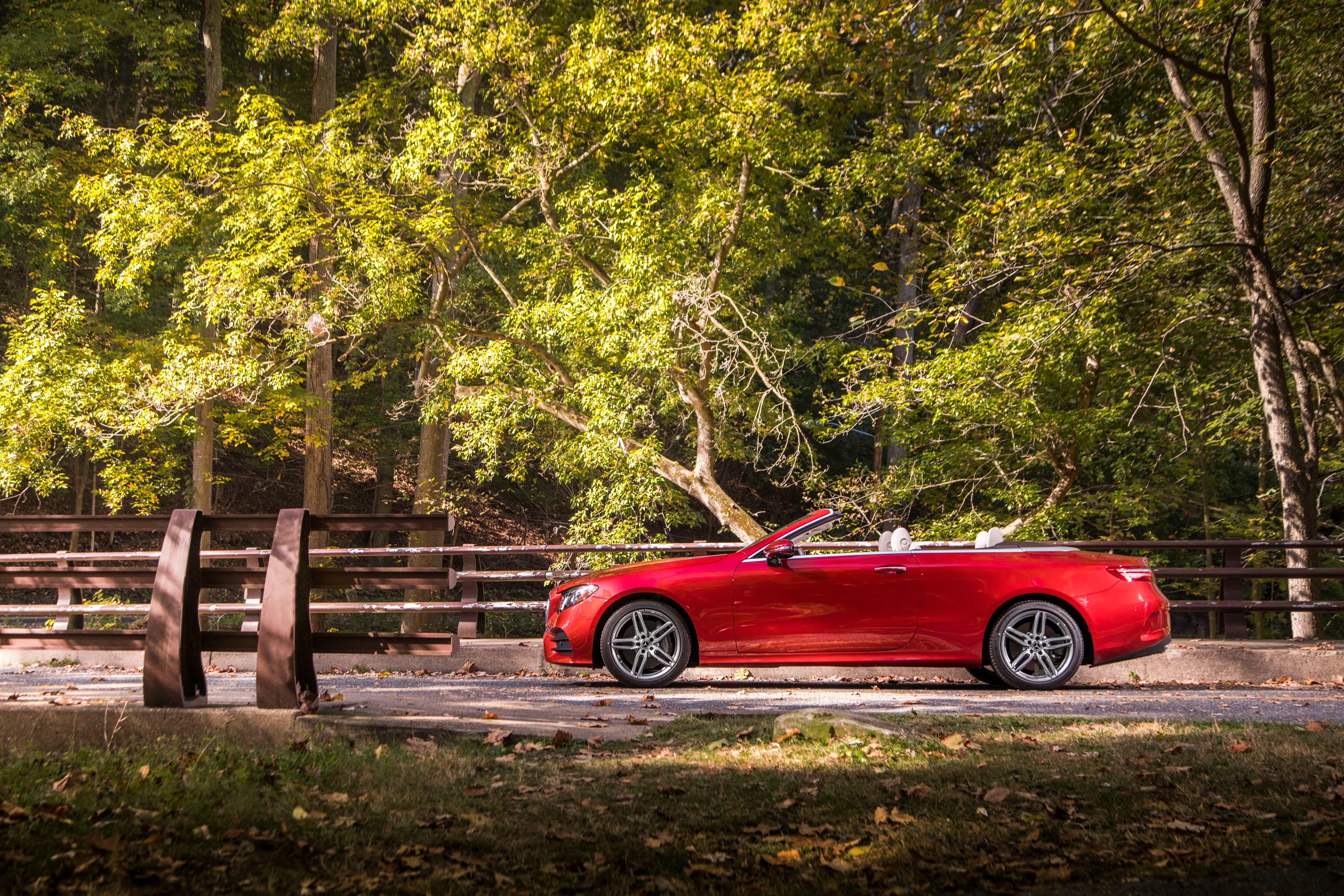 Red 2018 Mercedes-Benz E 400 4MATIC AMG Line Cabriolet HD Wallpaper